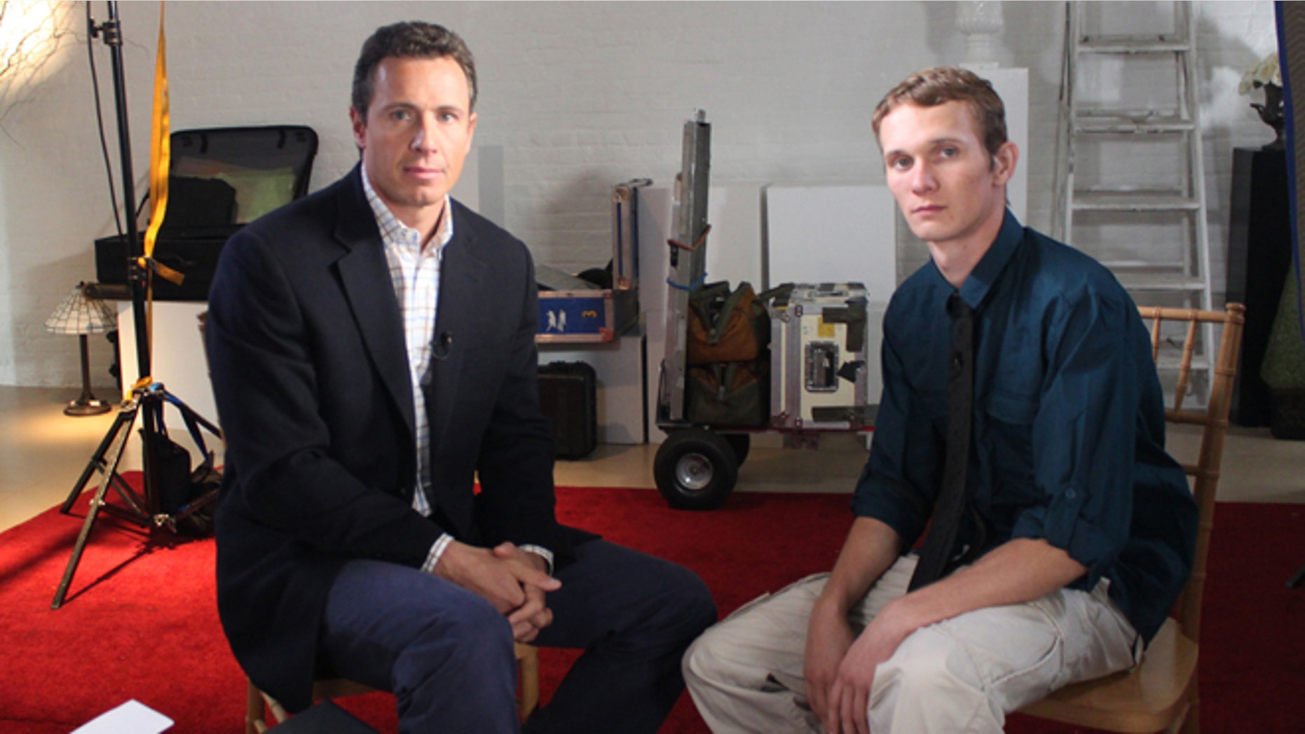 This undated image released by ABC shows ABC News' Chris Cuomo, left, with Aaron Fisher, 18, a victim of former Penn State assistant football coach Jerry Sandusky during an interview airing Friday, Oct. 19, 2012 on the news magazine show "20/20," at 10 p.m. EST on ABC.