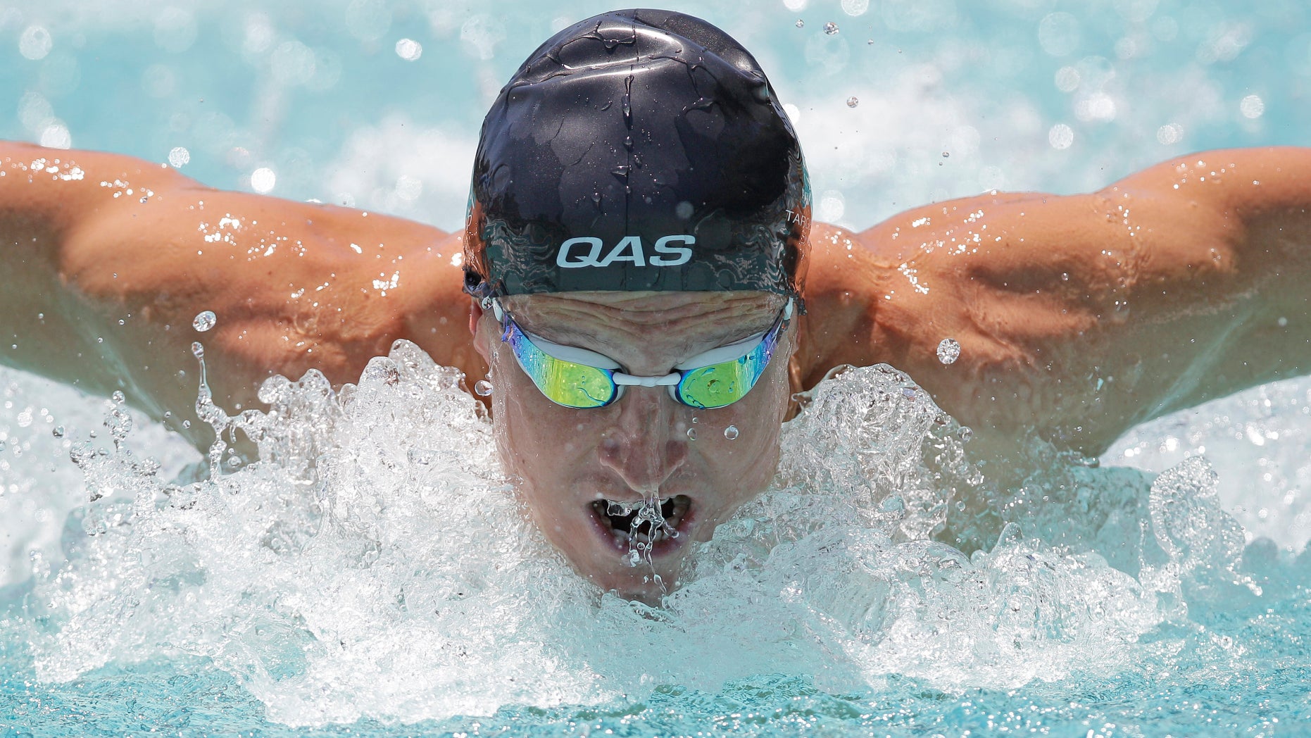 June 1, 2012: Nick D'Arcy, of Australia, competes in a preliminary heat of the 100-meter butterfly at the Santa Clara International Grand Prix swim meet
