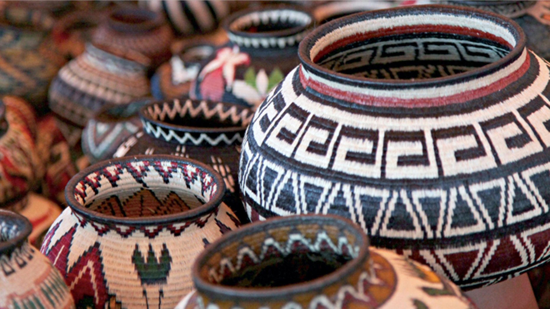 This undated image, provided by the International Folk Art Market, shows handwoven baskets from the Wounaan National Congress in Panama at the International Folk Art Market in Santa Fe, N.M. This year's annual market begins July 10, 2015. (Stephanie Mendez/ International Folk Art Market via AP)