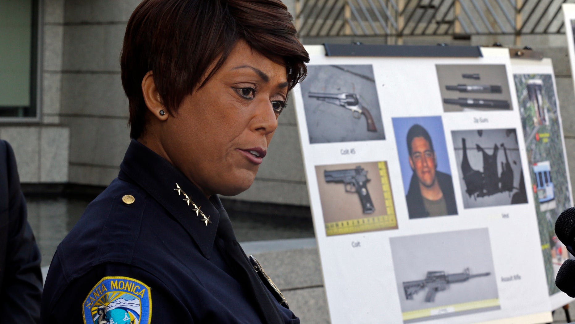 June 13, 2013: Police Chief Jacqueline Seabrooks of the Santa Monica, Calif., Police Department speaks at a news conference at which additional evidence photos of the June 9 shooting rampage by John Zawahri were released.