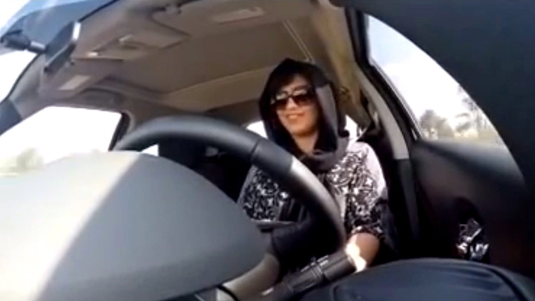 Nov. 30, 2014: This image made from video released by Loujain al-Hathloul, shows her driving towards the United Arab Emirates - Saudi Arabia border before her arrest on Dec. 1, 2014, in Saudi Arabia. (AP)
