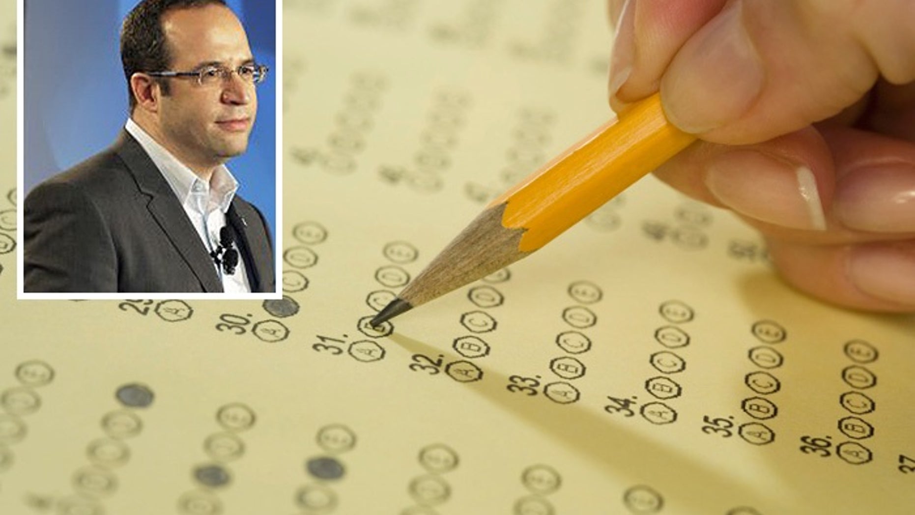 College Board President David Coleman (inset) who announced, updates for the SAT college entrance exam in Austin, Texas on Wednesday, March 5, 2014 is often referred to as the "Architect" of Common Core education standards.