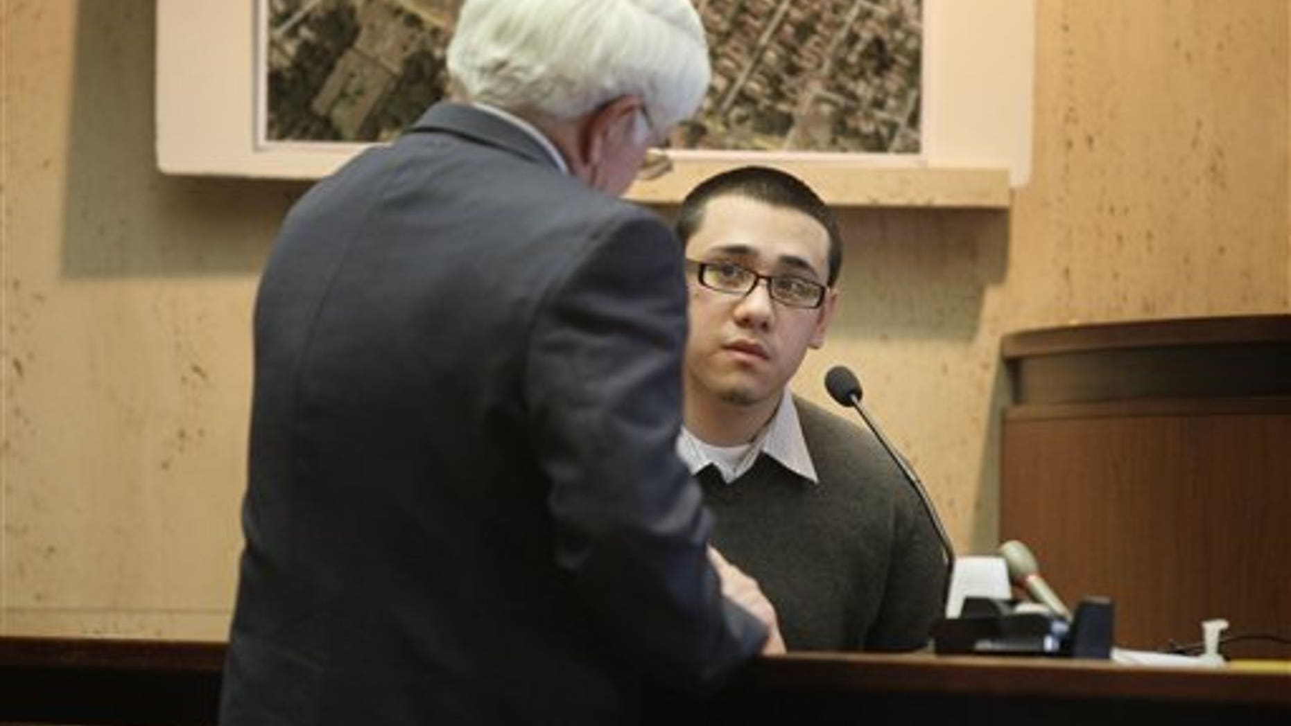 Alexander Alfaro being cross examined during his trial at the Essex County Courthouse in Newark, N.J., Monday, March 28, 2011.