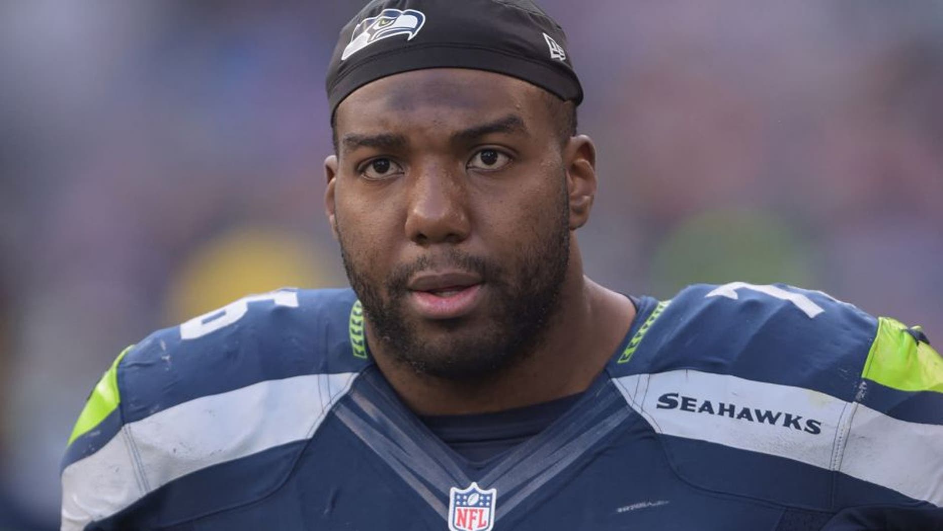Nov 23, 2014; Seattle, WA, USA; Seattle Seahawks tackle Russell Okung (76) against the Arizona Cardinals at CenturyLink Field. The Seahawks defeated the Cardinals 19-3. Mandatory Credit: Kirby Lee-USA TODAY Sports