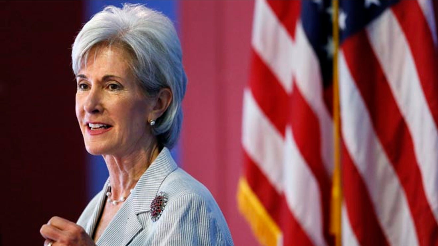 Aug. 22, 2013: In this photo, Health and Human Services Secretary Kathleen Sebelius speaks during an event discussing the federal health care overhaul in Philadelphia.