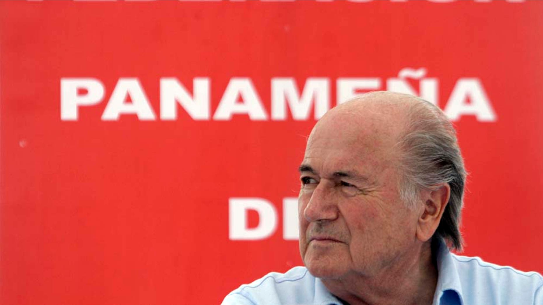 FIFA President Joseph Blatter looks on during a groundbreaking ceremony in Panama City, Saturday April 16, 2011. On the last day of his Central American tour Blatter attended the groundbreaking for the headquarters of the Panamanian Football Federation, the opening of a U-13 soccer league and met with Panama's President Ricardo Martinelli. (AP Photo/Arnulfo Franco)