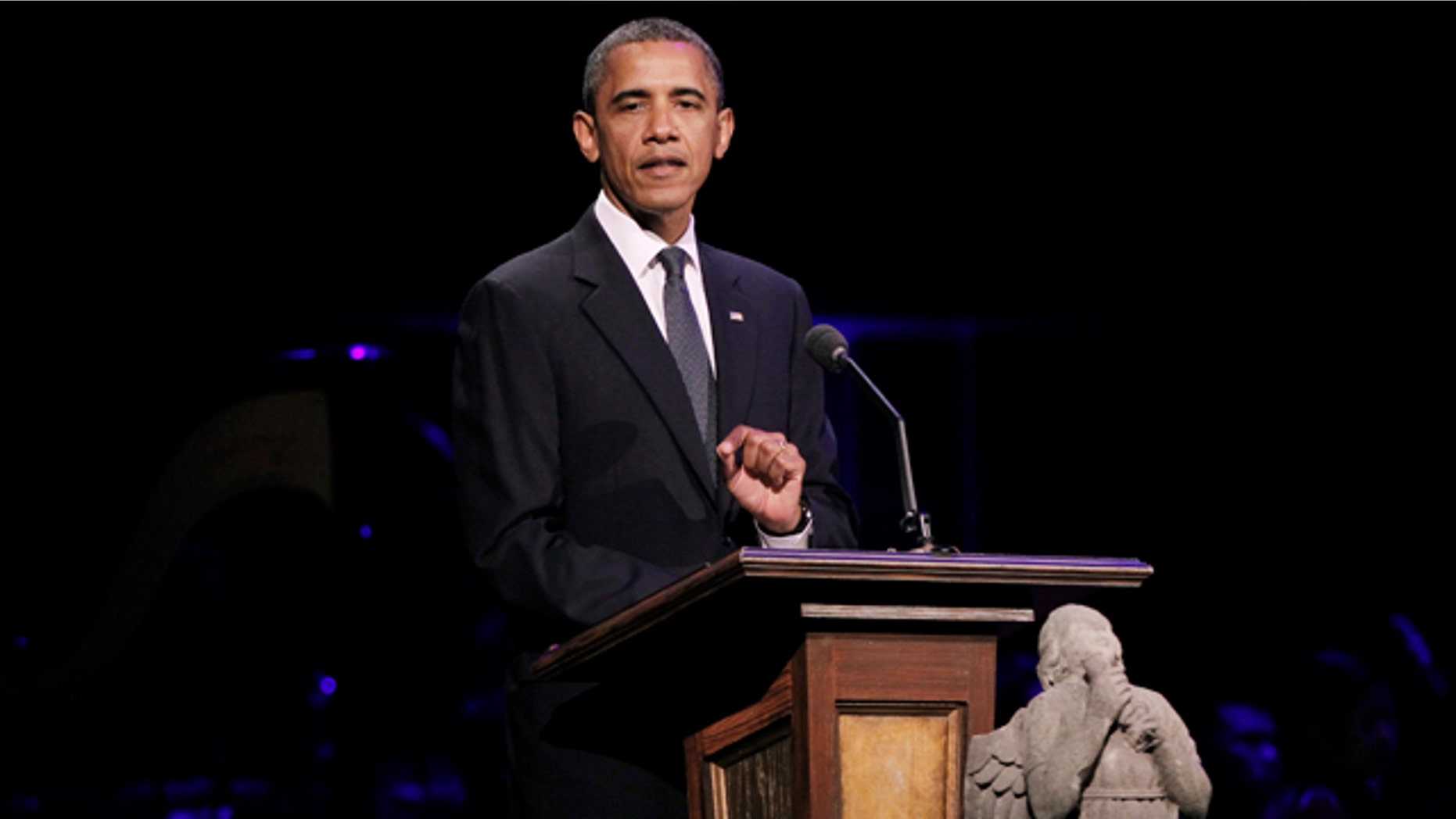 President Barack Obama speaks at 'A Concert for Hope' at the Kennedy Center in Washington.