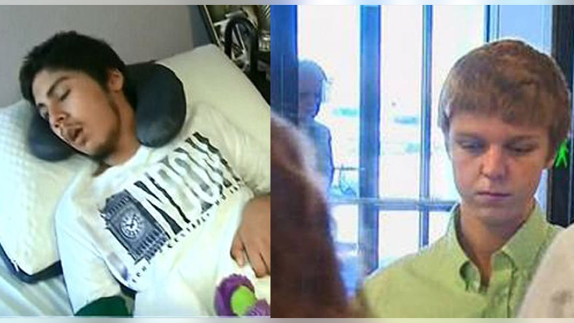 Sergio Molina, paralyzed from the neck down, and Ethan Couch, who was given 10 years probation. Photos: CNN and WFAA.com respectively.