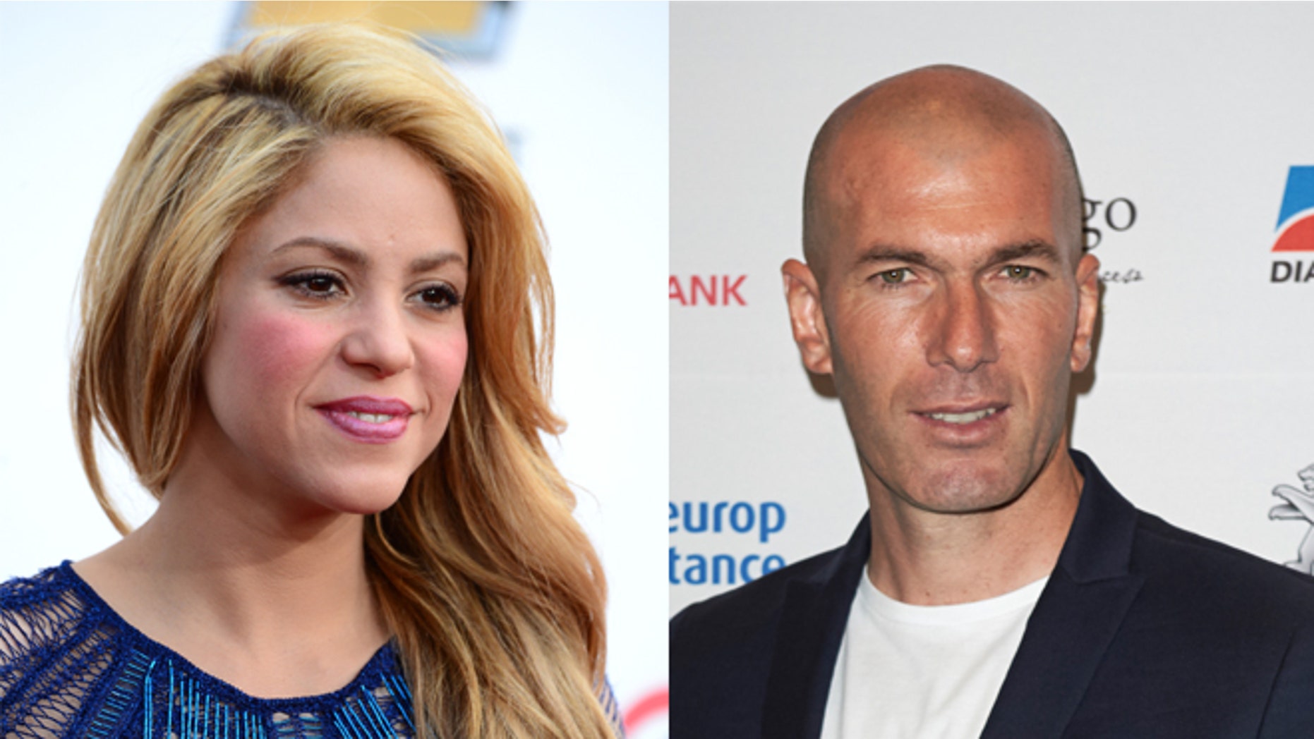Shakira (left) and Zinedine Zidane. (Photos: Getty Images)