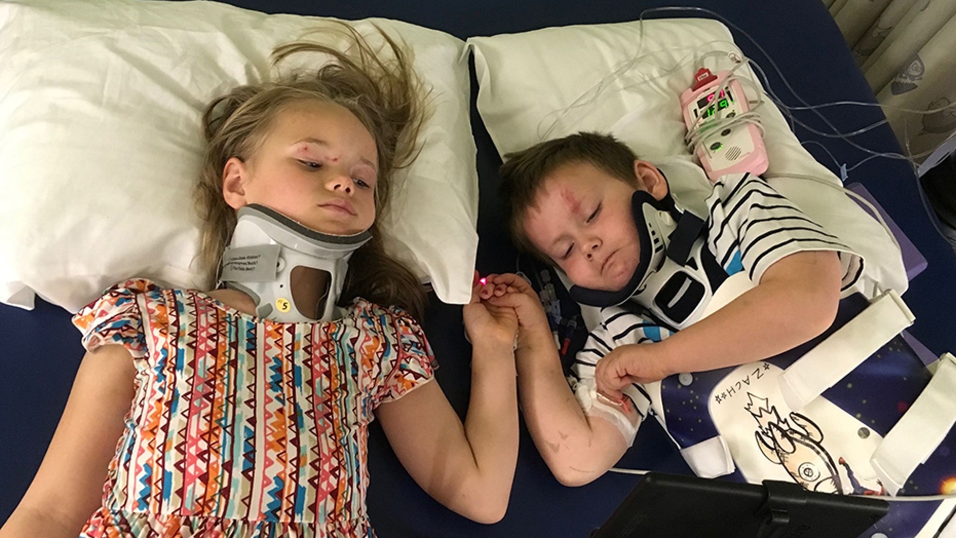The children were reunited for the first time this week following the accident on April 7.