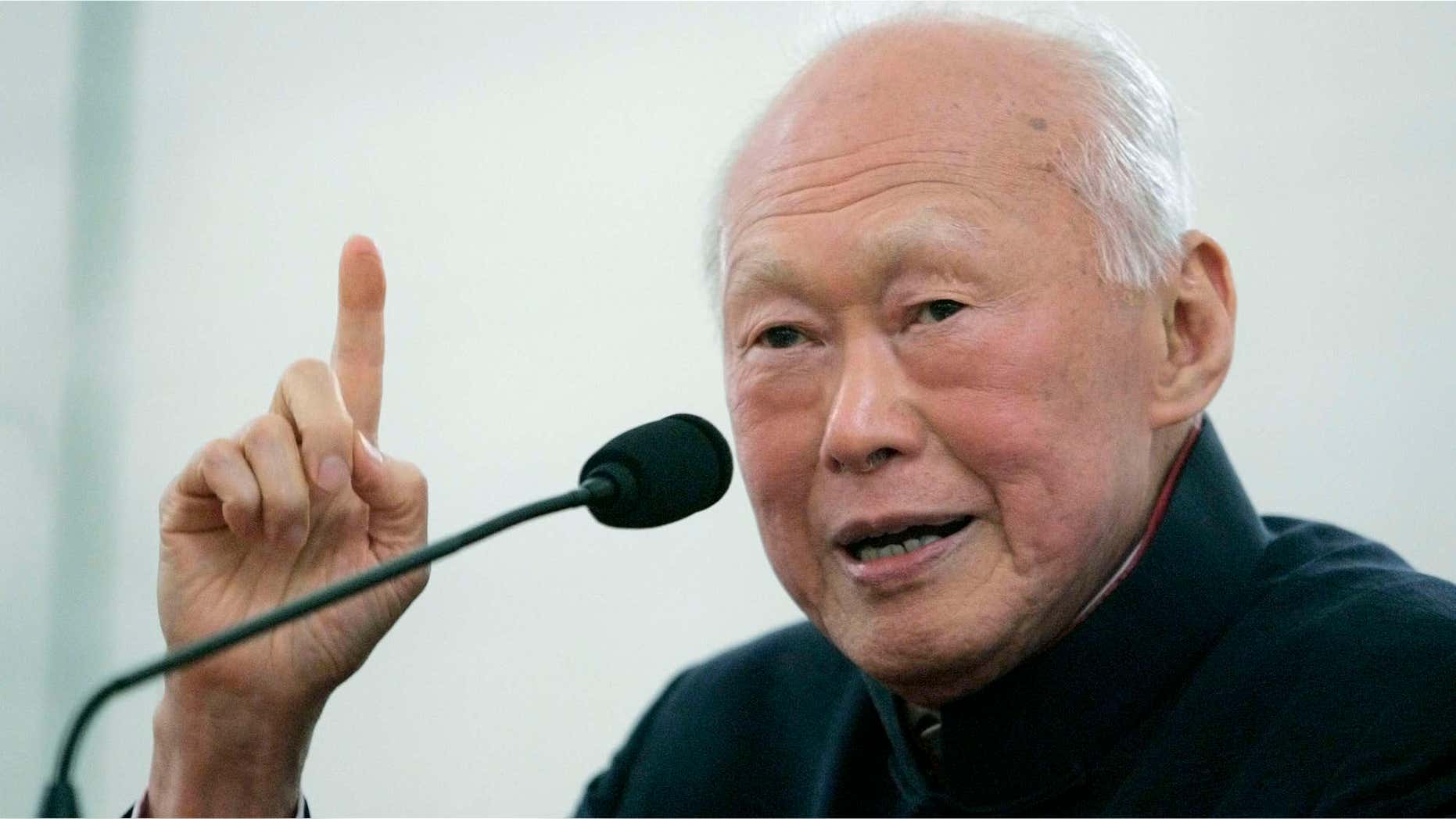 Dec. 20, 2014: Singapore's Lee Kuan Yew speaks to a group of journalists and publishers in Singapore.
