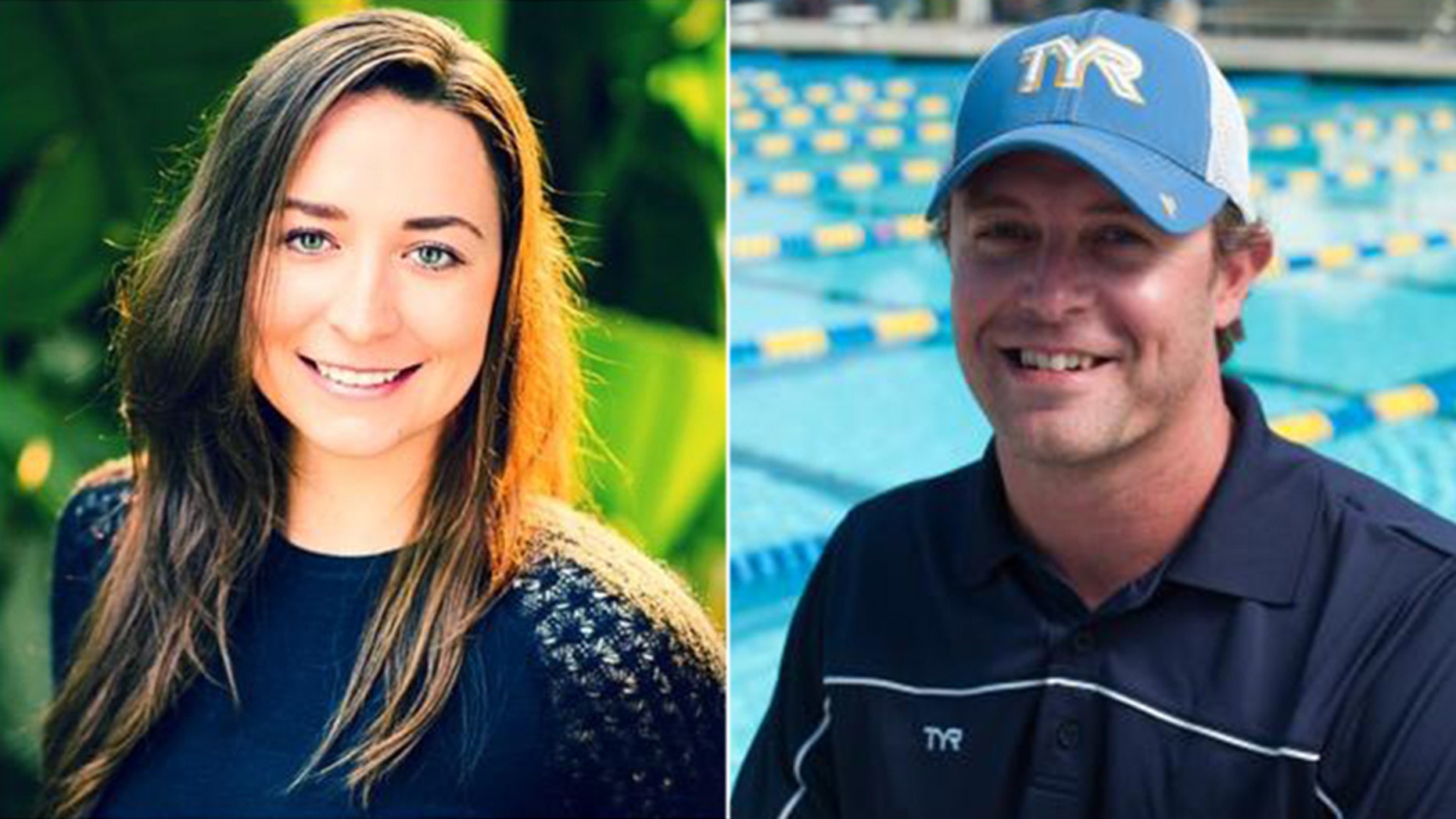 Olympian Ariana Kukors Smith (left) is suing USA Swimming, alleging it covered up sexual abuse by her former coach, Sean Hutchison (right). (Twitter / TYR Sport, Inc.)