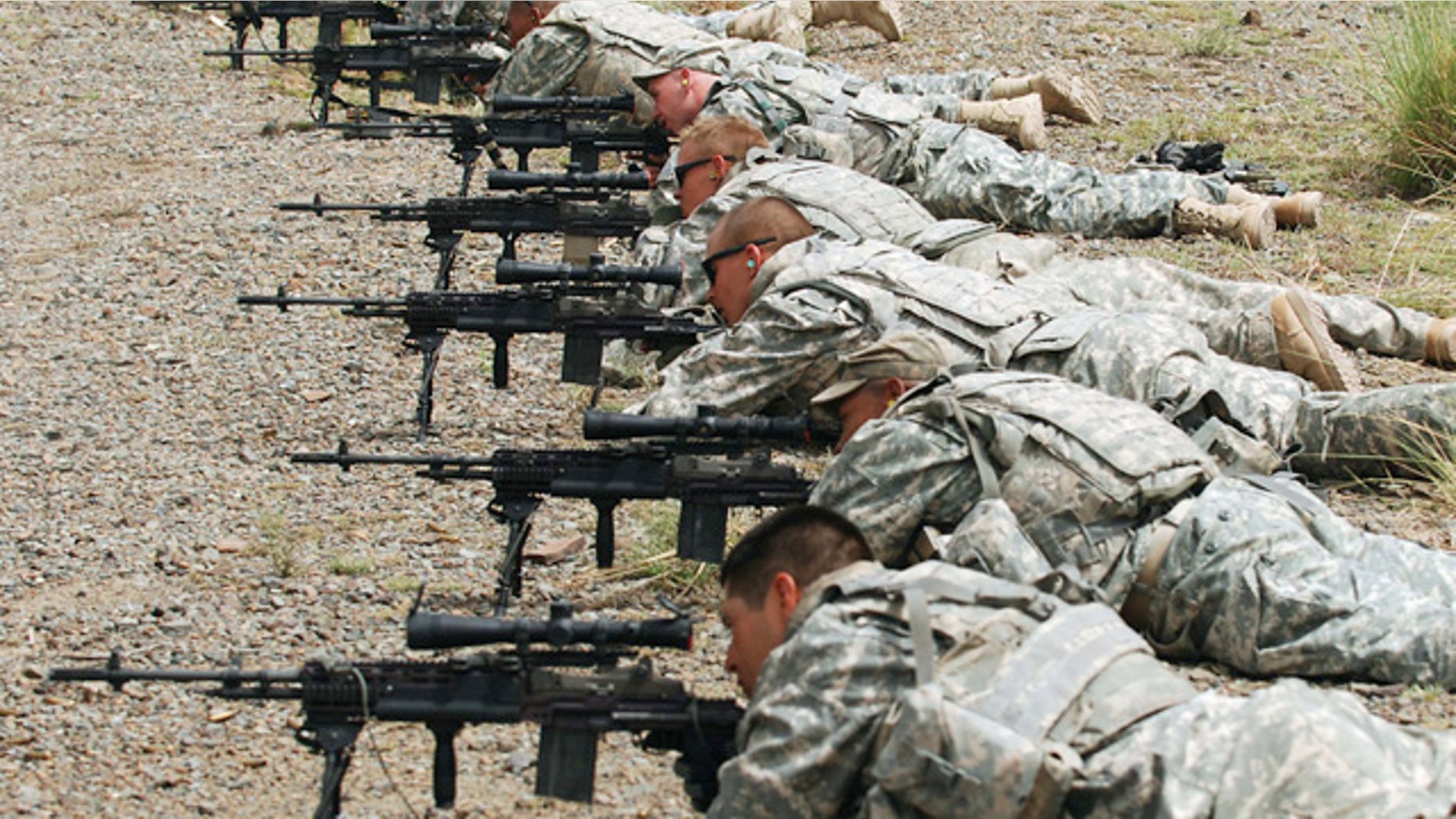 Soldiers from units within Task Force Currahee fire at iron targets over 500 meters away during a range day portion of a training class on the newly-issued M14 during a four-day training class at Forward Operating Base Salerno, Khost province, Sept. 8.