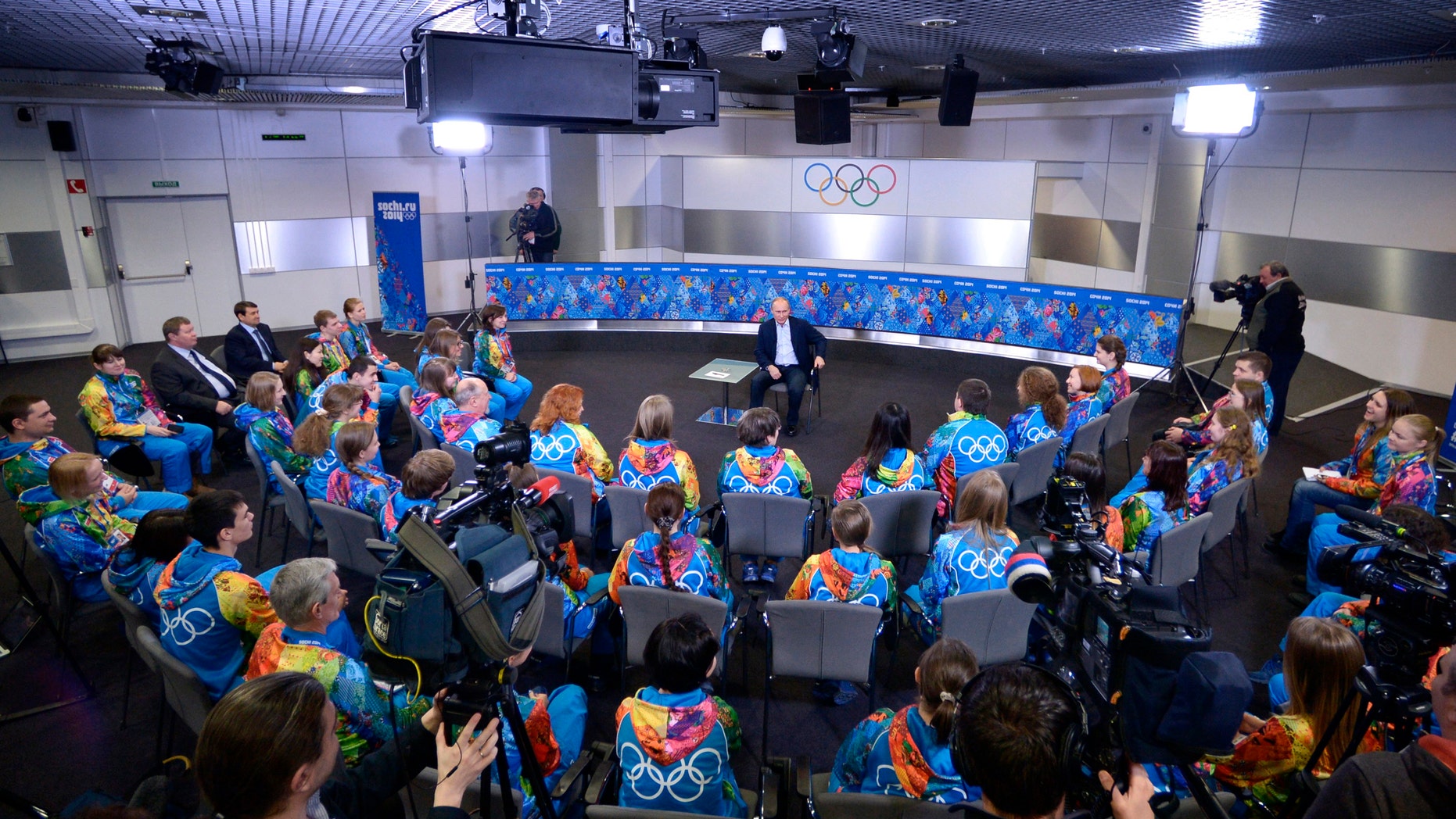 Jan. 17, 2014 - Russian President Vladimir Putin speaks at his meeting with Olympic volunteers in the Black Sea resort of Sochi, Russia.