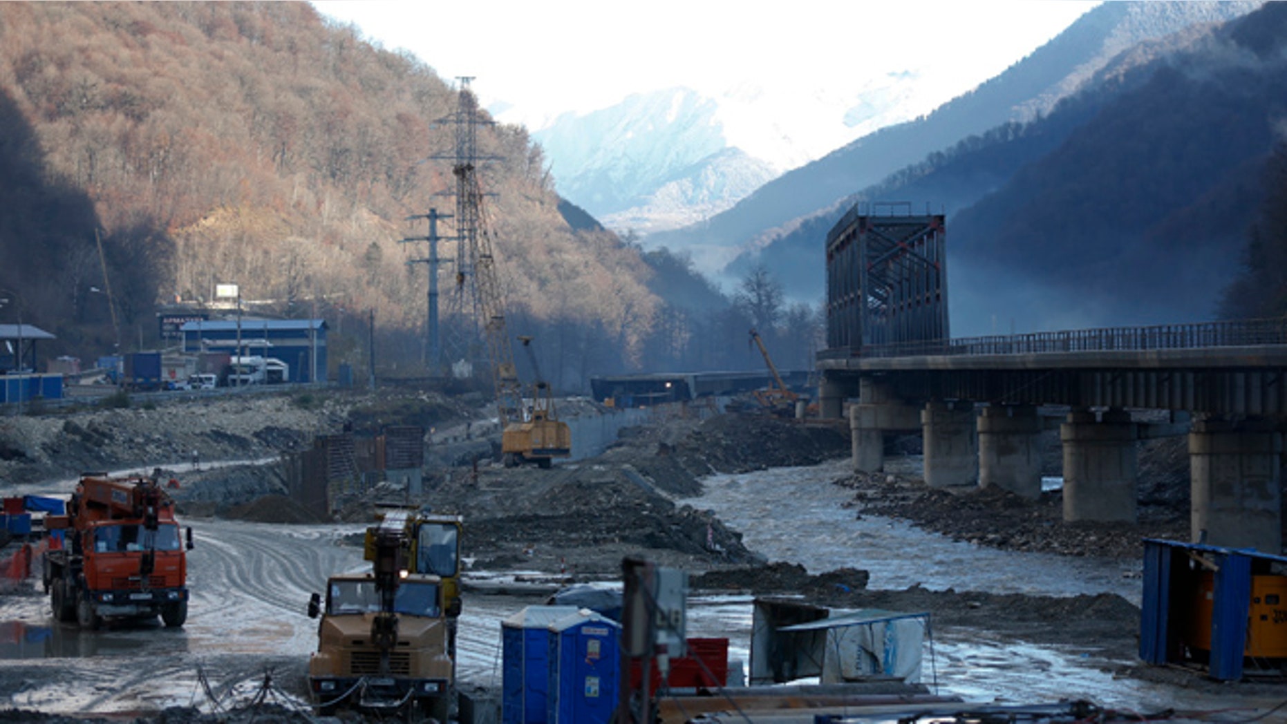 FILE 2012: A view shows a road and railway link to Krasnaya Polyana, a venue for the Sochi 2014 winter Olympics.