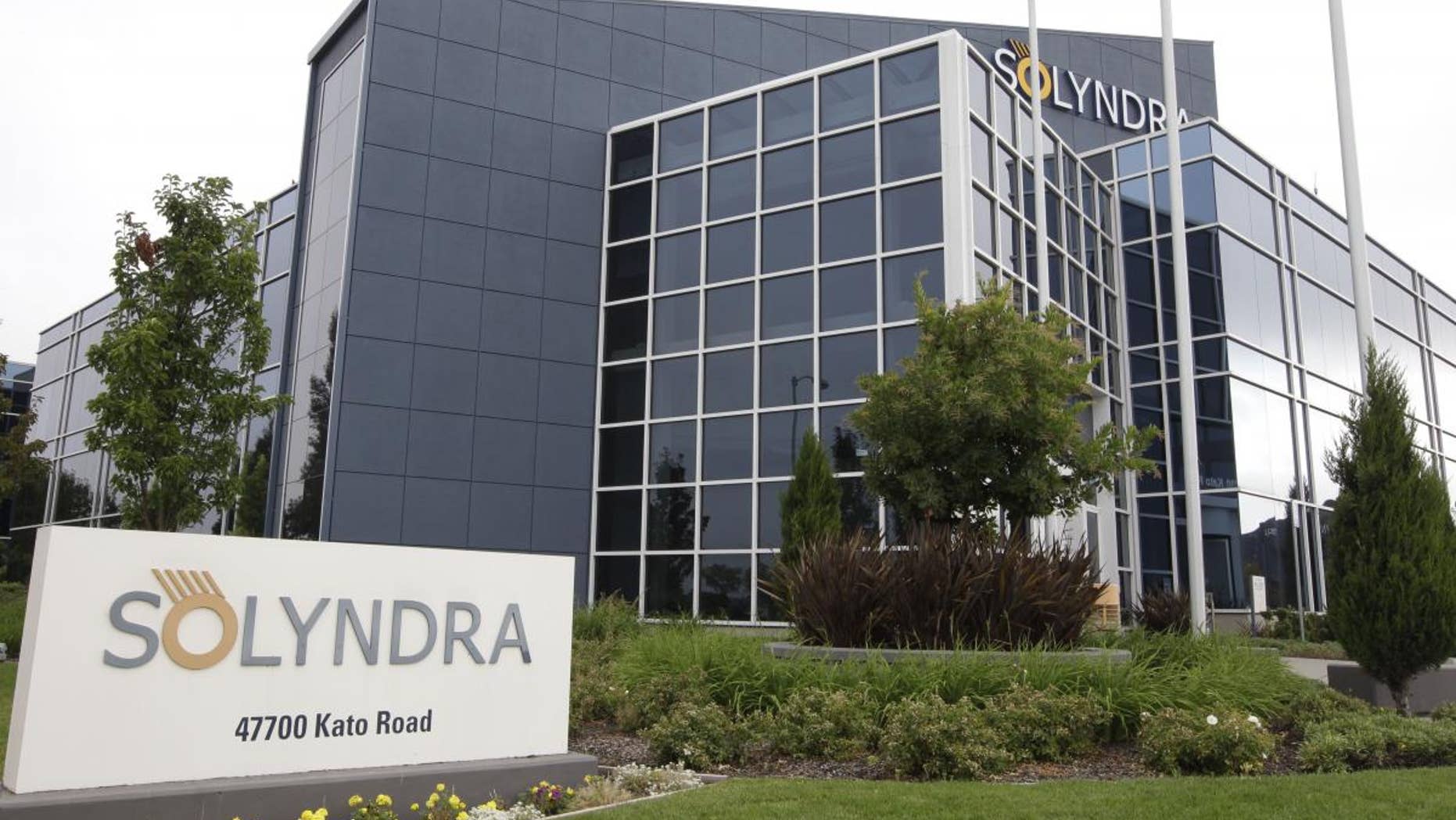 This photograph shows exterior view of Solyndra headquarters in Fremont, Calif., Thursday, Sept. 8, 2011. The FBI are executing search warrants at the headquarters of California solar firm Solyndra that received a $535 million loan from the federal government. (AP Photo/Paul Sakuma)