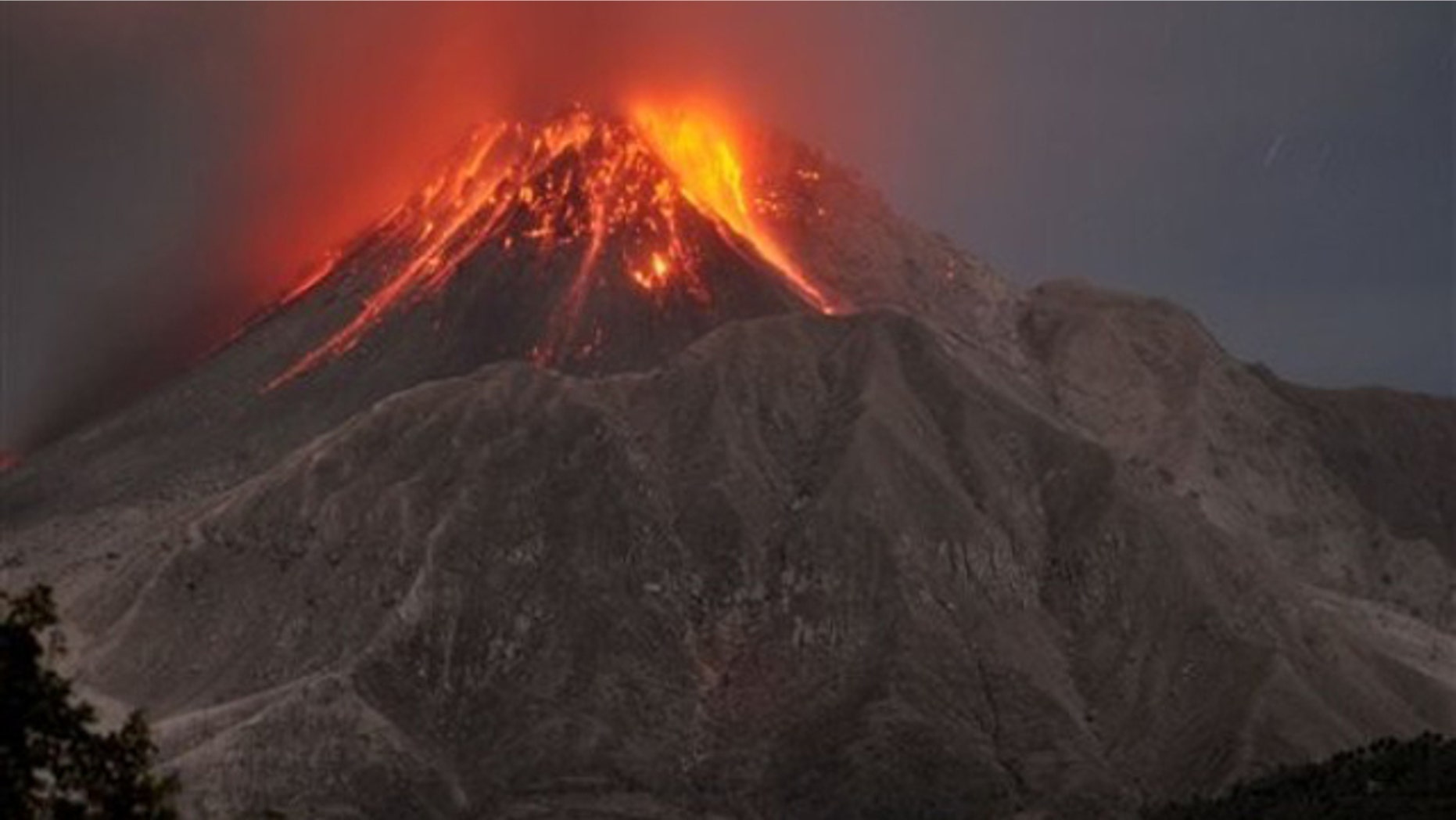 The Soufriere Hills volcano erupts in the Caribbean island of Montserrat, Saturday, Jan. 23, 2010.