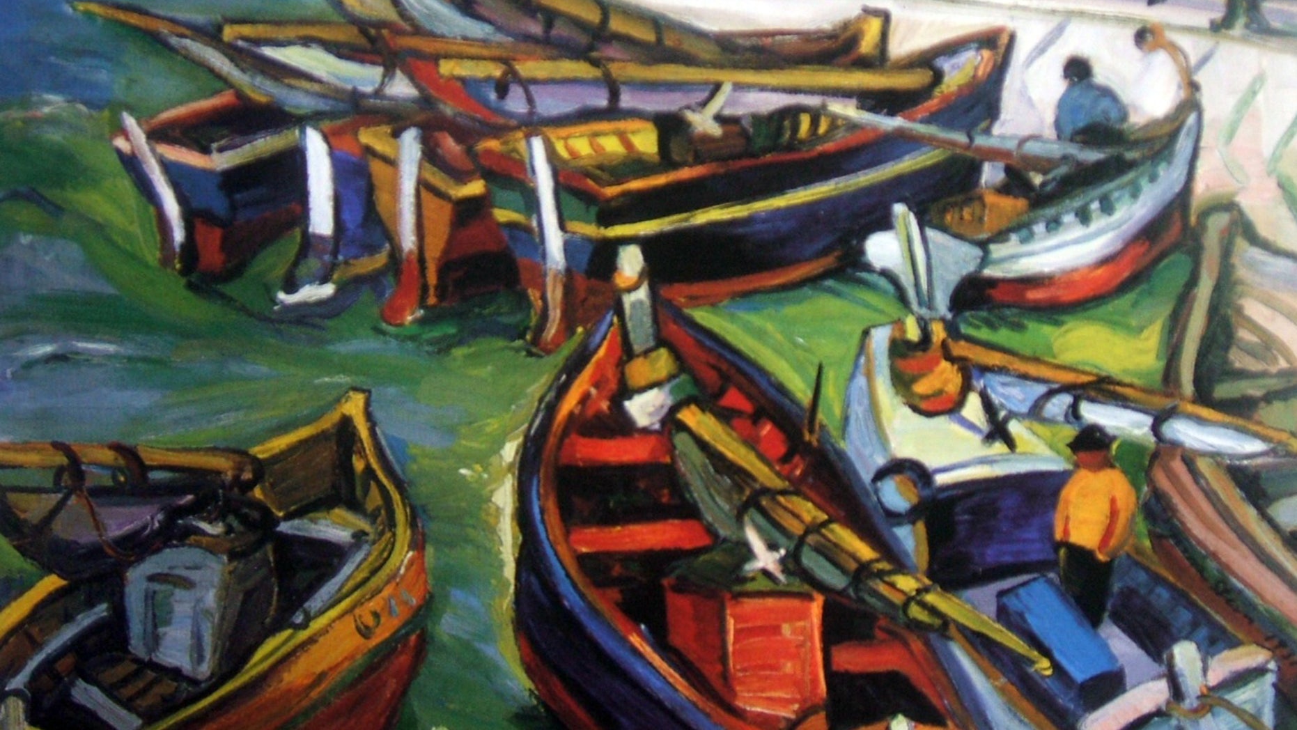 Undated photo provided by The City of Tshwane shows a 1931 Irma Stern "Fishing Boats" oil on canvas.