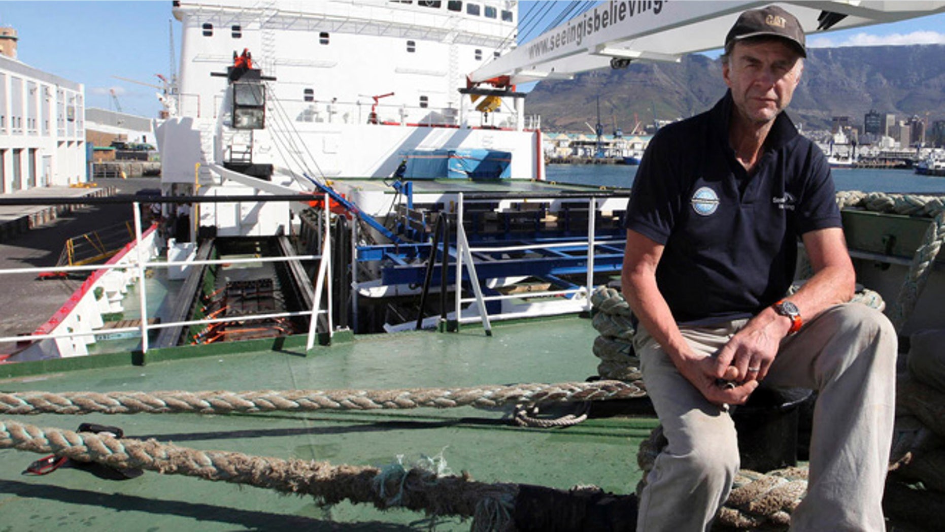 Jan. 3, 2013: British explorer Ranulph Fiennes on board the polar vessel S.A. Agulhas in Cape Town, South Africa.