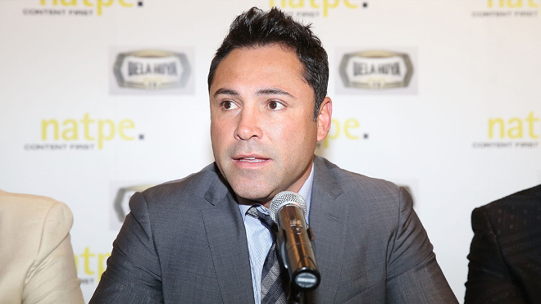 MIAMI BEACH, FL - JANUARY 21: Oscar De La Hoya attends Press Conference for DE LA Hoya TV at NATPE 2015 at Fontainebleau Miami Beach on January 21, 2015 in Miami Beach, Florida. (Photo by Aaron Davidson/Getty Images)