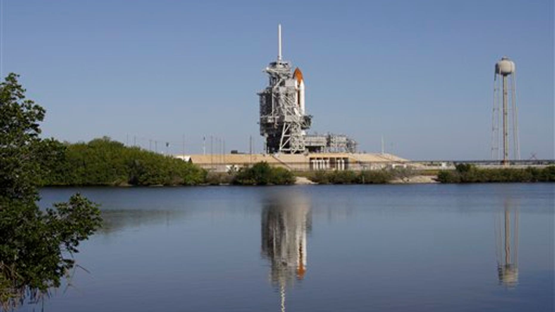 April 30: Space shuttle Endeavour is seen at Pad 39A at the Kennedy Space Center in Cape Canaveral, Fla.,. Yesterday's launch attempt was scrubbed due to technical problems. (AP)