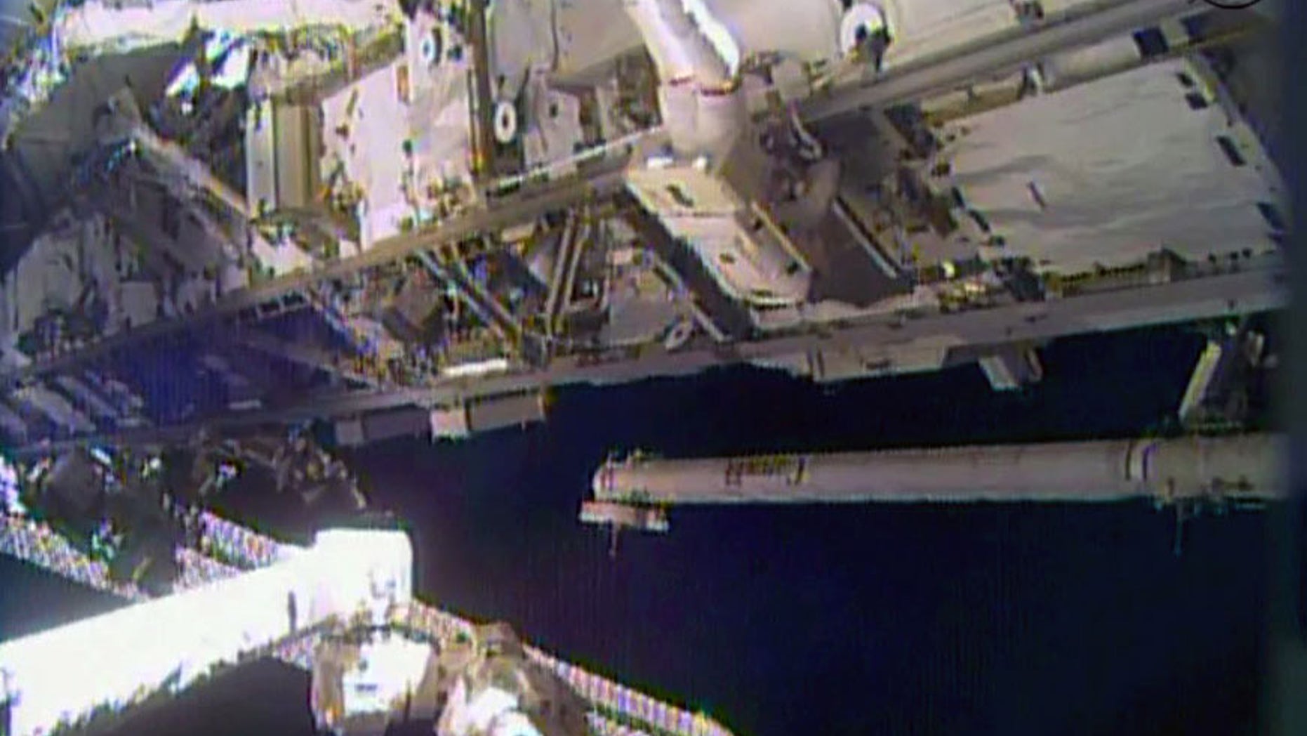Dec. 21 2013: In this image made from video provided by NASA, astronaut Rick Mastracchio performs a space walk outside the International Space Station.