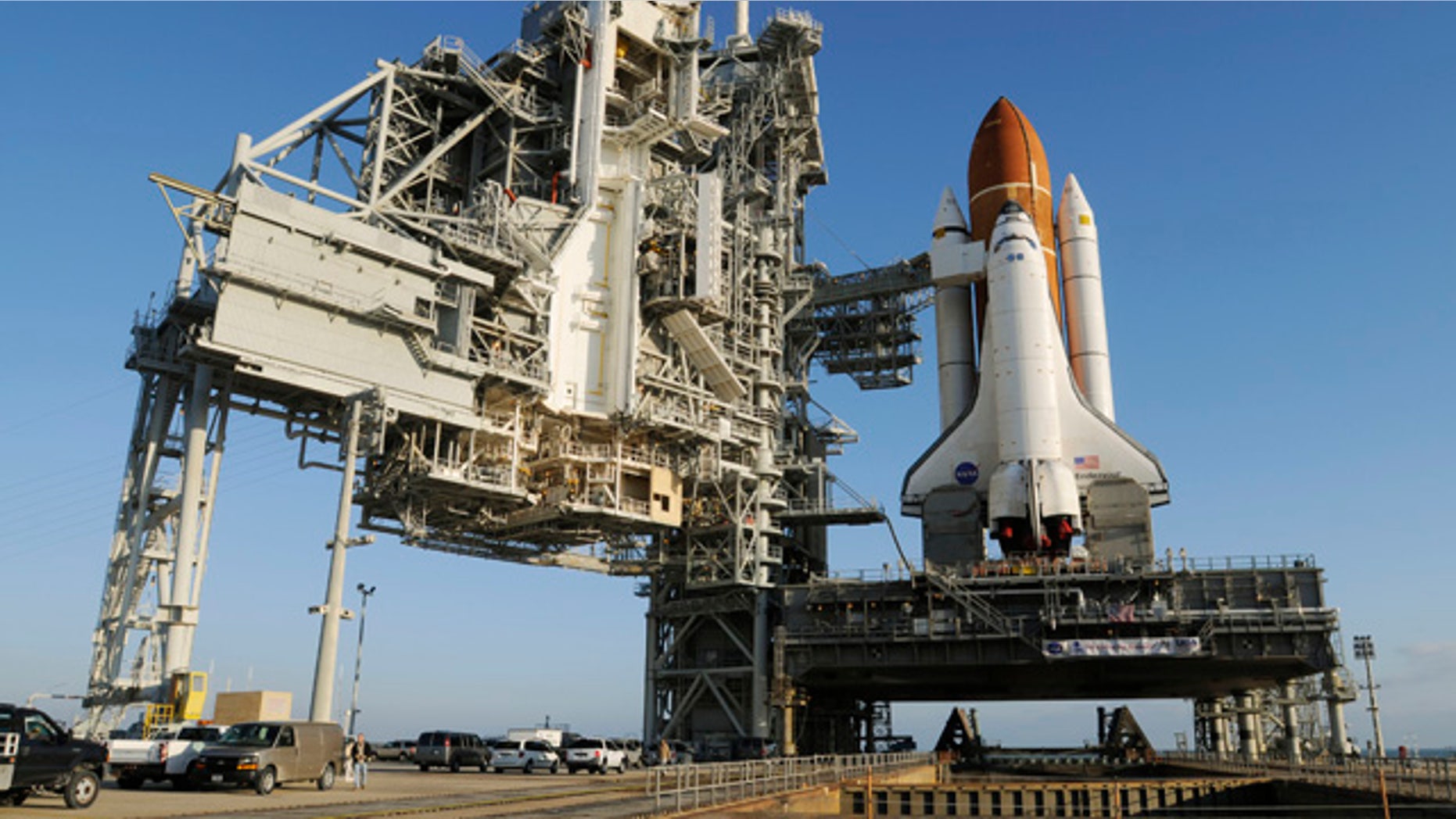 March 11, 2011: Space shuttle Endeavour sits on launch pad 39A. Endeavor is preparing for Mission STS-134 at the Kennedy Space Center which is scheduled for April 19, 2011.