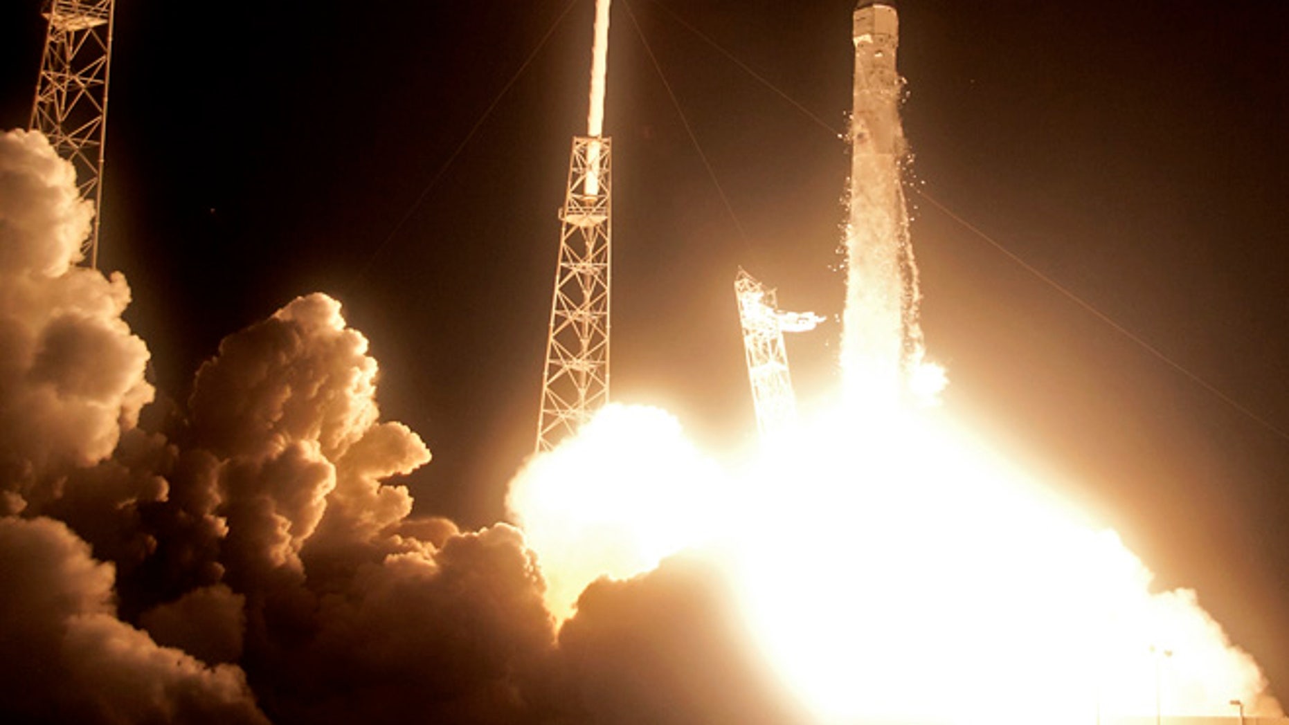 May 22, 2012: The Falcon 9 SpaceX rocket lifts off from space launch complex 40 at the Cape Canaveral Air Force Station in Cape Canaveral, Fla. This launch marks the first time, a private company sends its own rocket to deliver supplies to the International Space Station.