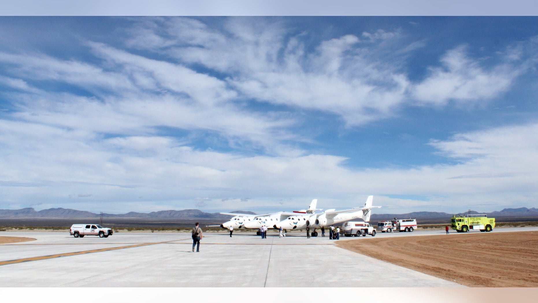 Oct. 22, 2010: Virgin Galactic's White Knight Two mothership on the runway at Spaceport America in Upham, N.M.