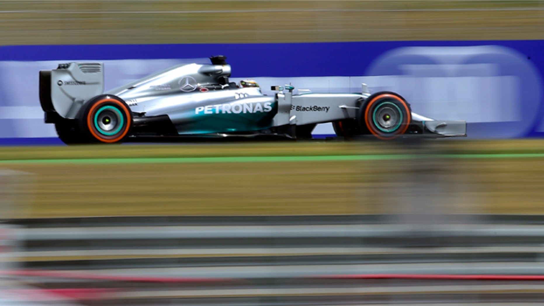 Mercedes driver Lewis Hamilton of Britain steers his car during the third free practice ahead of the Spain Formula One Grand Prix at the Barcelona Catalunya racetrack in Montmelo, near Barcelona, Spain, Saturday, May 10, 2014. (AP Photo/Manu Fernandez)