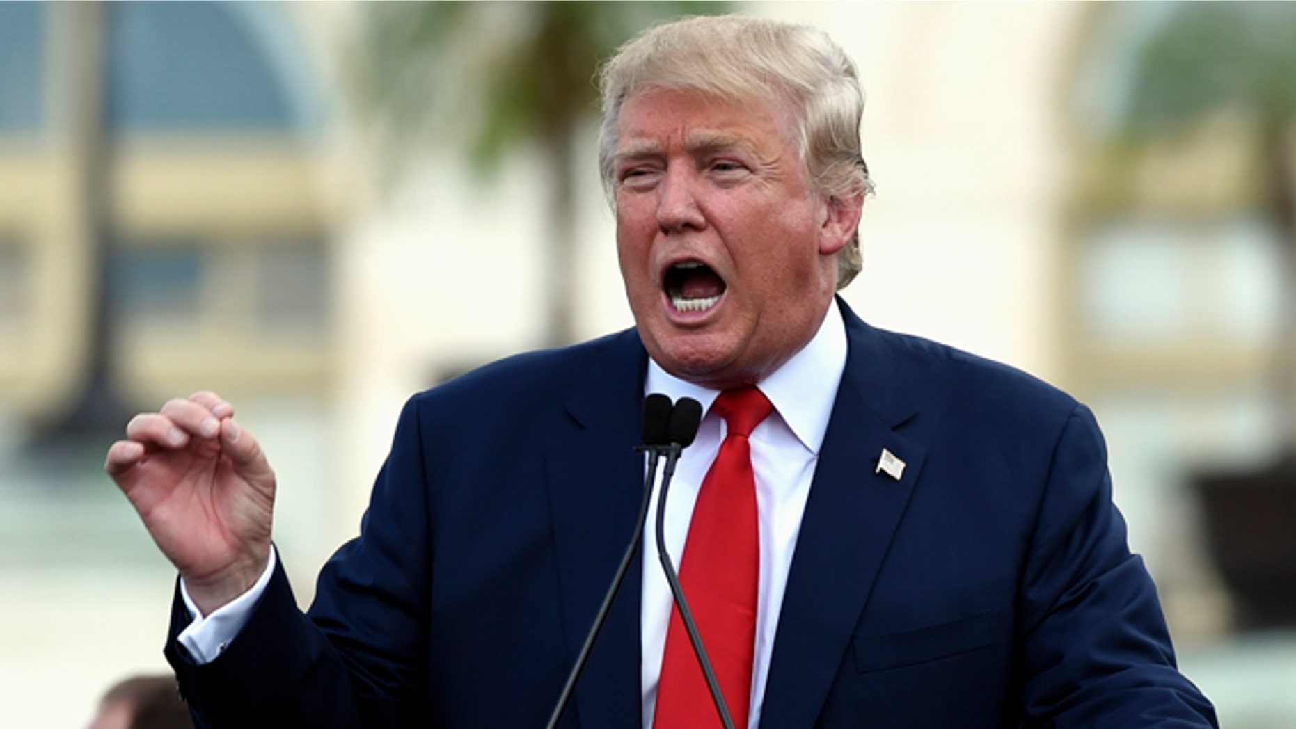 FILE - In this Sept. 9, 2015 file photo, Republican Presidential candidate Donald Trump speaks on Capitol in Washington. Spanish-language radio is fixated on the 2016 presidential campaign, sparked by Republican Donald Trumpâs caustic remarks about immigrants, mainly Mexicans, and a GOP field of contenders trying to out-duel each other on the contentious topic of overhauling immigration law. (AP Photo/Susan Walsh, File)