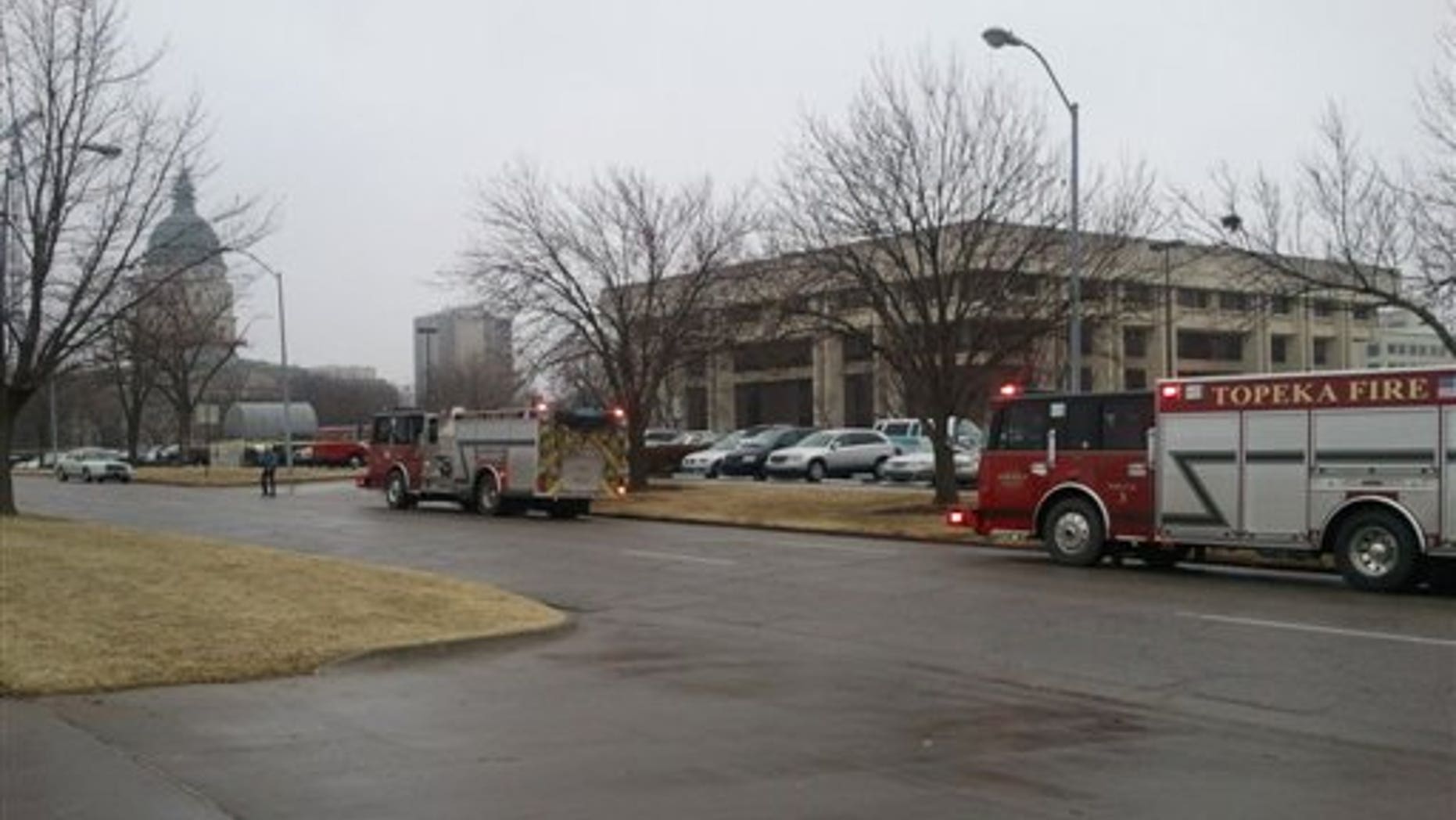 Feb. 15: Emergency personnel respond to the scene of a bomb threat in Topeka, Kansas.