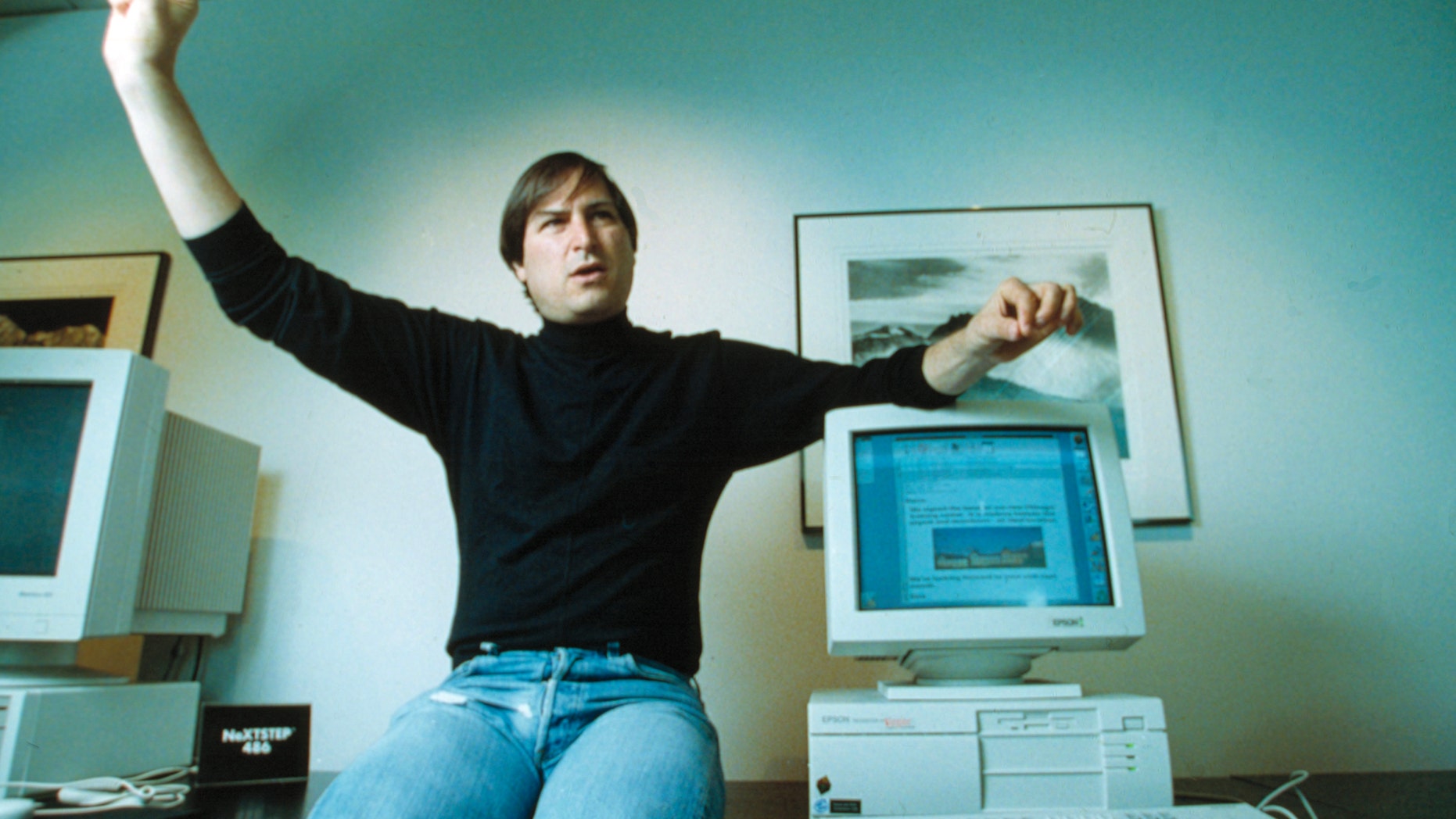 Steve Jobs, co-founder of Apple Computer, gestures during an interview at the heardquarters of Next Computer Inc. in Redwood City, Calif. on April 21, 1993.