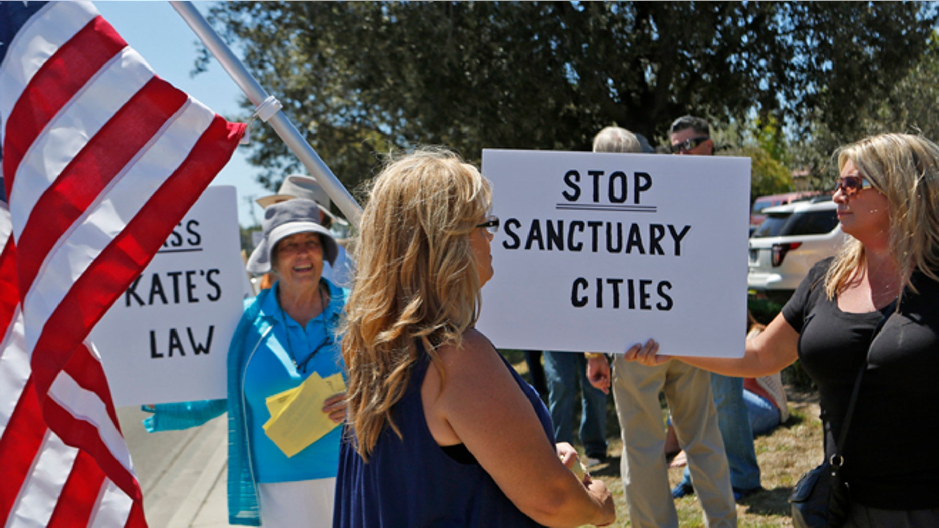 Aug. 13, 2015: Protesters in California rally against Sanctuary Cities.