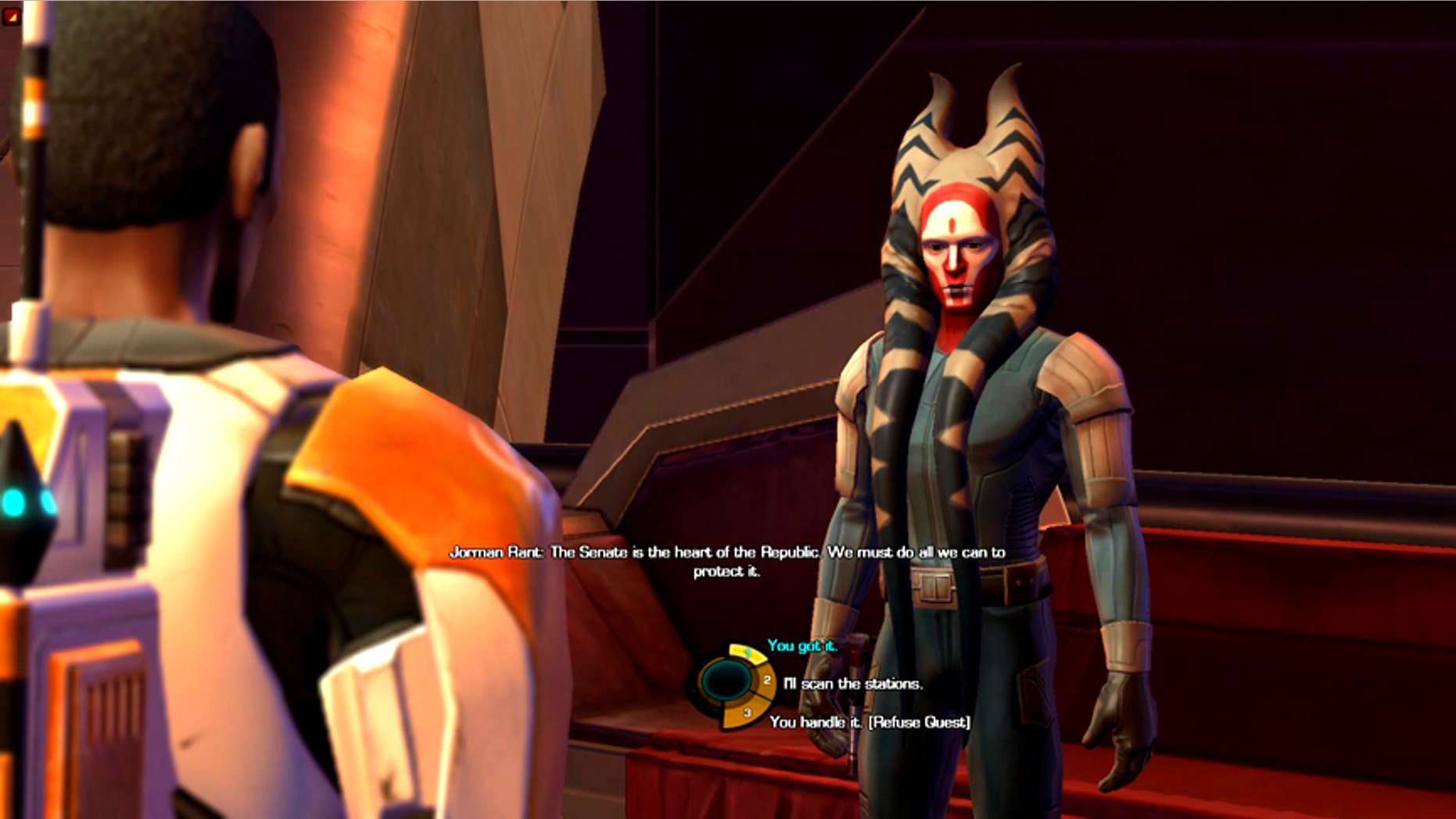 Game makers are crafting more sophisticated story lines and creating characters that evolve based on their experiences within a game, as in this scene from "Star Wars: the Old Republic."
