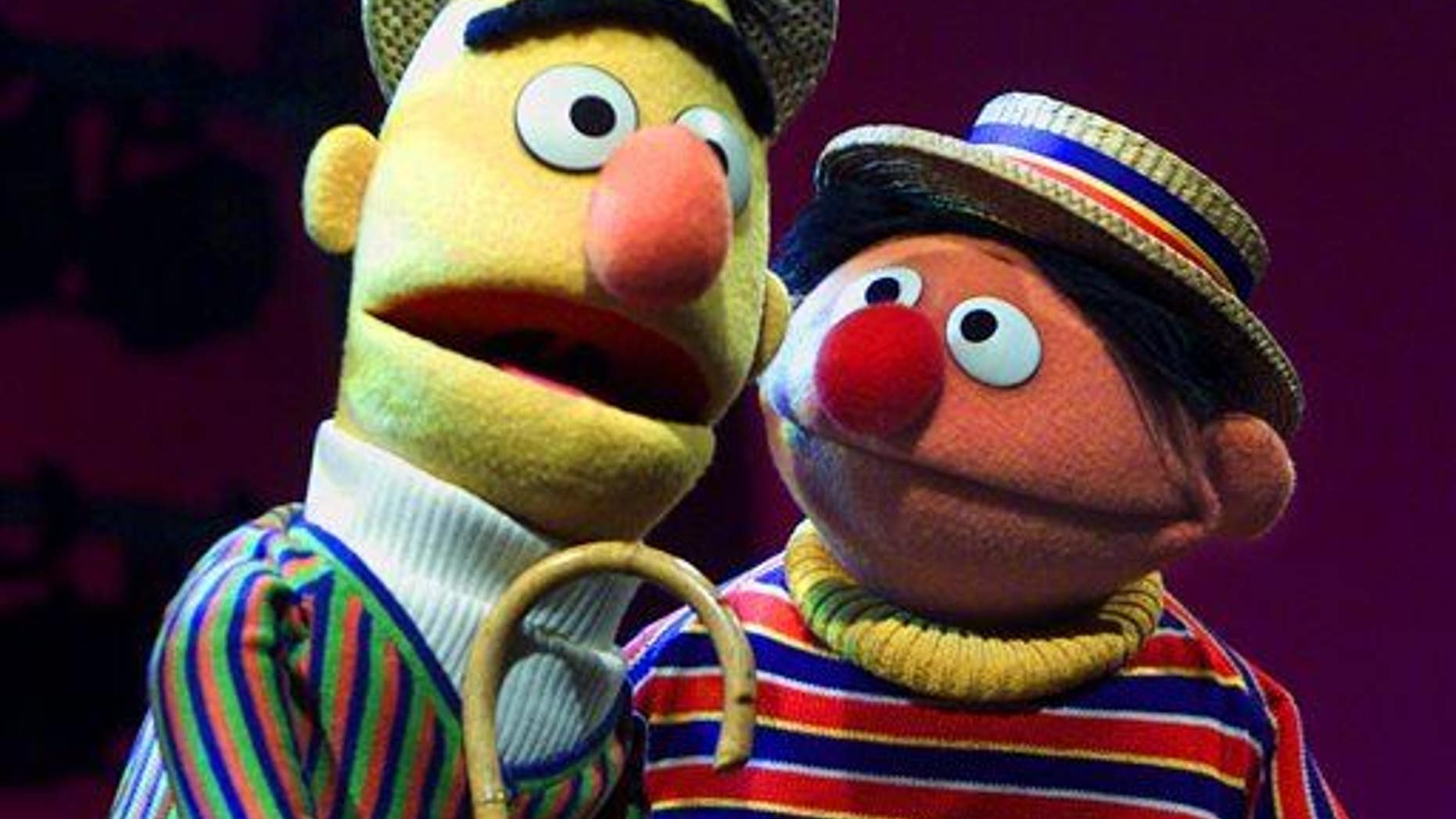 In this Aug. 22, 2001 file photo, Bert and Ernie, from the children's program "Sesame Street," are shown in New York.