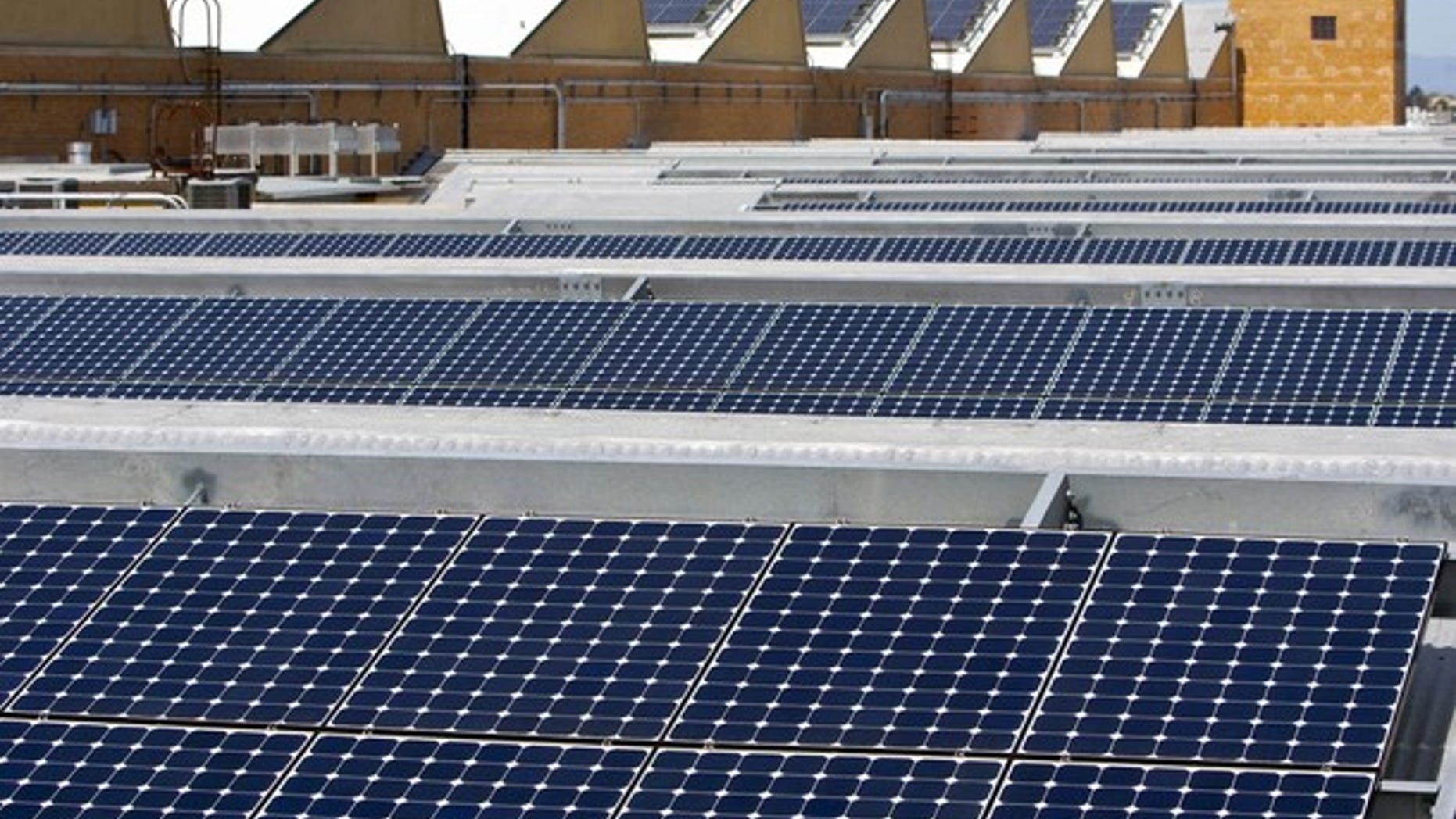 Solar panels sit on the roof of SunPower Corporation in Richmond, California, in this file picture taken March 18, 2010.