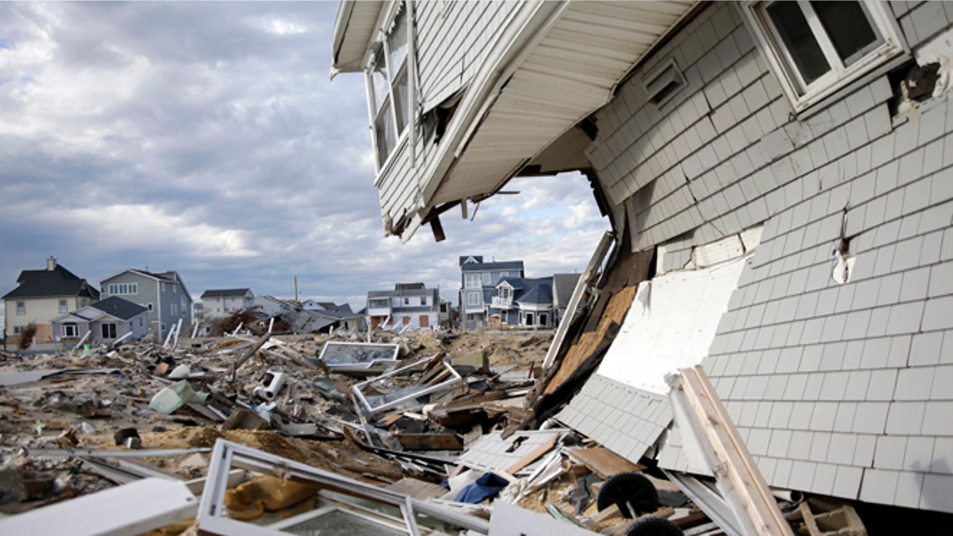 This April 25, 2013 file photo shows homes that were destroyed by Superstorm Sandy, at Ortley Beach in Toms River, N.J.