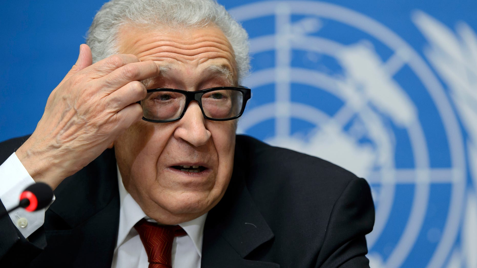 Dec. 20, 2013 - UN Joint Special Representative for Syria Lakhdar Brahimi talks to the media during a press conference at the European headquarters of the United Nations, in Geneva, Switzerland.