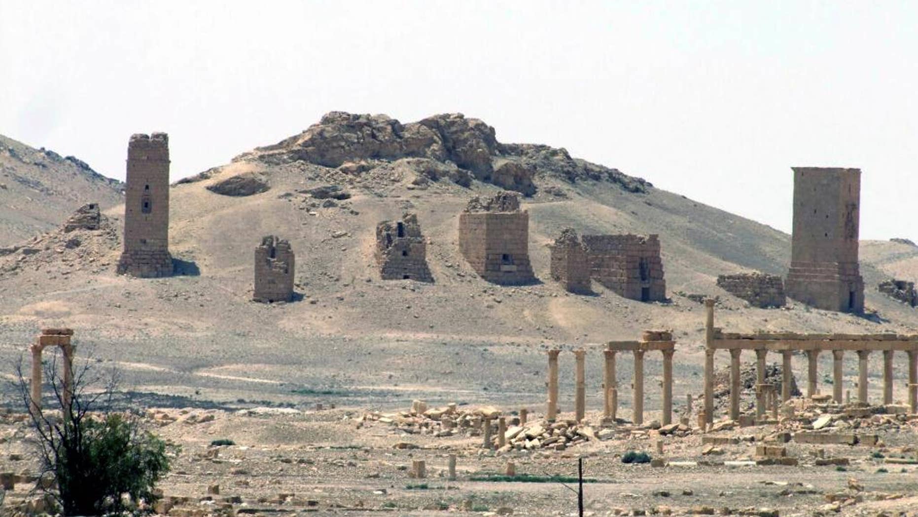 FILE - This file photo released on Sunday, May 17, 2015, by the Syrian official news agency SANA, shows the general view of the ancient Roman city of Palmyra, northeast of Damascus, Syria. Syrian activists said late Sunday, Oct. 4, 2015, that Islamic State militants have destroyed a nearly 2,000-year-old arch in the ancient city of Palmyra, the latest victim in the group's campaign to destroy historic sites across the territory it controls in Iraq and Syria. (SANA via AP, File)