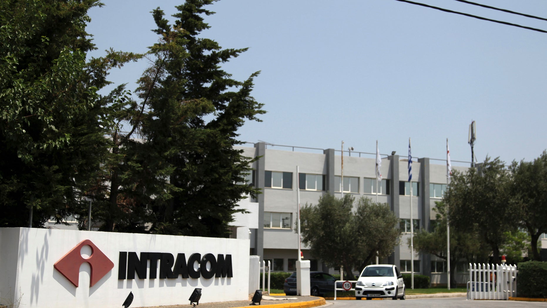 The offices of Intracom are seen in this photo taken Athens on Tuesday July 10, 2012. Leaked company emails and senior employees say that two European contractors were putting the finishing touches on Syria's encrypted radio system as the revolt against Damascus got under way last year. Documents made available to The Associated Press and other media organizations by the WikiLeaks organization show that Greece's Intracom S.A. and Italy's Selex Elsag, a unit of Finmeccanica S.p.A., spent years building a Syria-wide communications network and equipped the government with thousands of walkie-talkies, motorcycle-mounted radio units and avionic transceivers used in helicopters. Both companies say they've complied with sanctions rules, and experts say the transfers were likely to have been legal. (AP Photo/Petros Giannakouris)