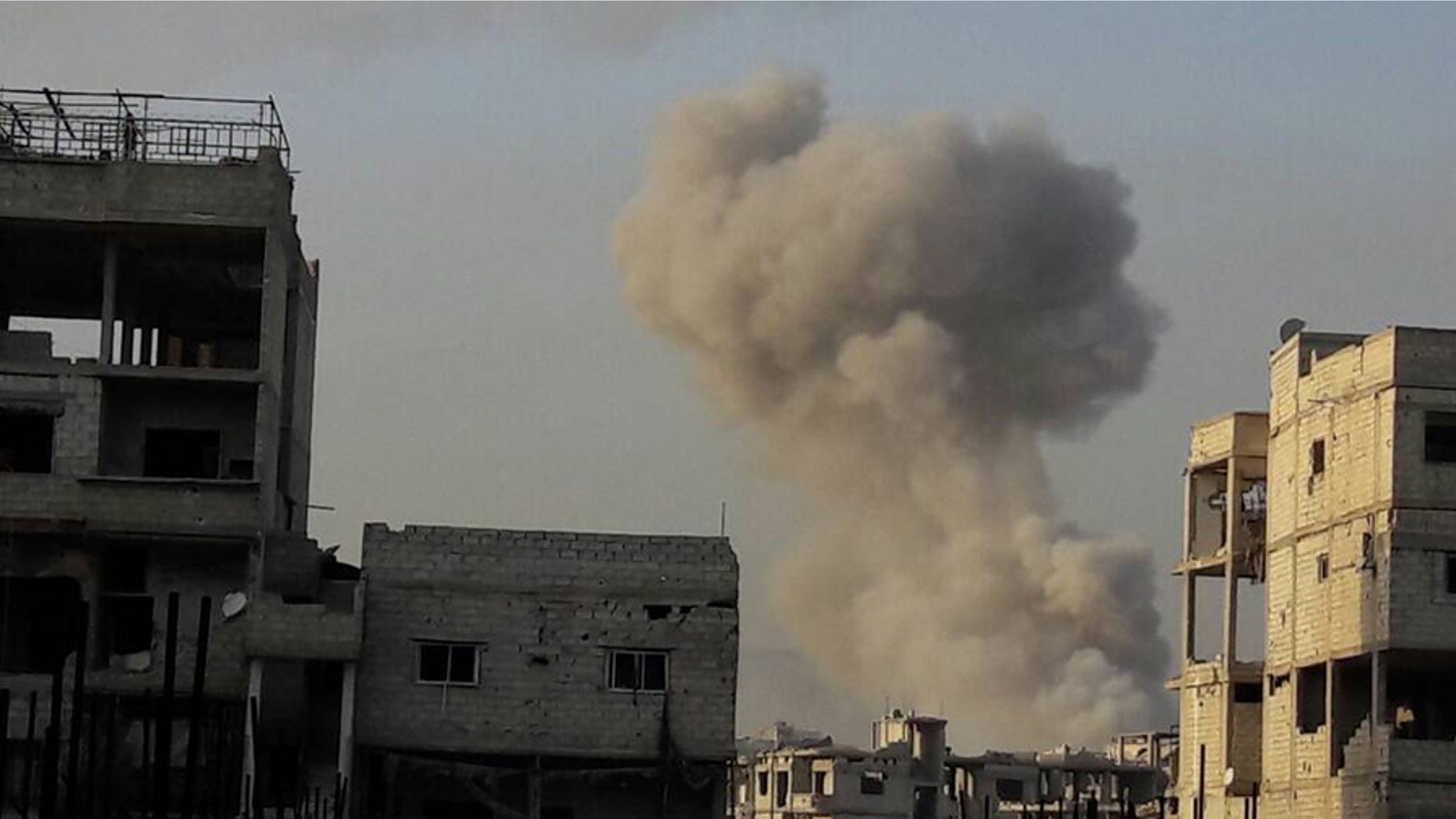 Syrian opposition groups claim this explosion from a gas attack comes from Assad and Russian attacks in Ghouta. (Syrian American Council)