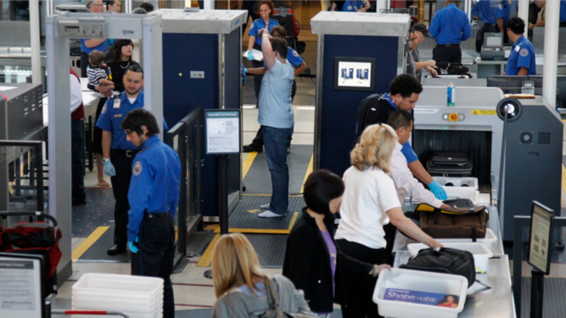 This May 2, 2011 photo shows a TSA security checkpoint at Los Angeles International Airport, in Los Angeles CA.