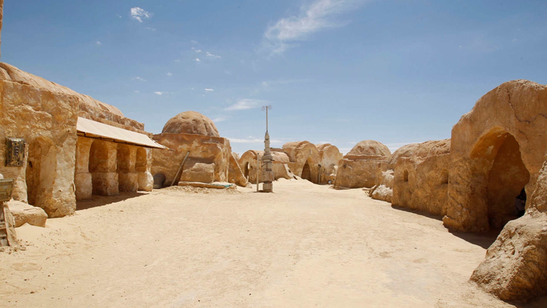 A view of the Star Wars movie set is seen at Ong Jmal, in Nefta, May 3, 2014.