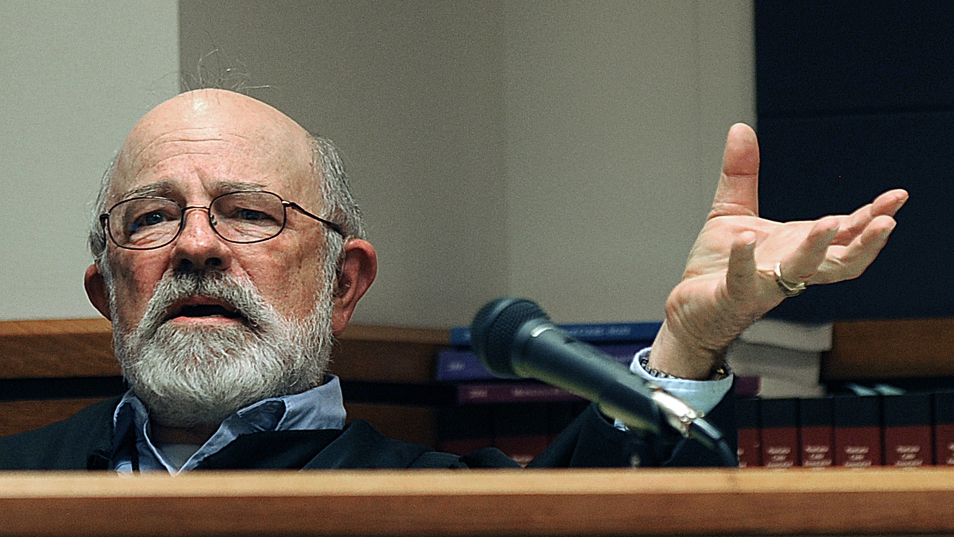 Undated file photo of District Judge G. Todd Baugh at a hearing in Great Falls, Mont.