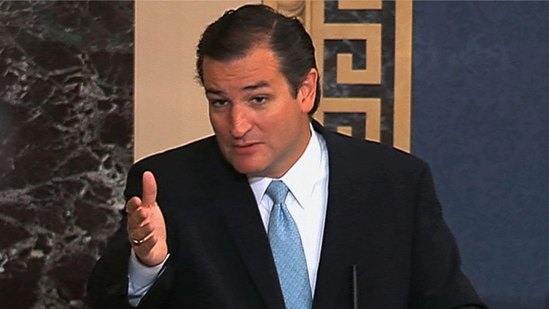 This image from Senate video show Sen. Ted Cruz, R-Texas, speaking on the Senate floor at the U.S. Capitol in Washington, Tuesday, Sept. 24, 2013.