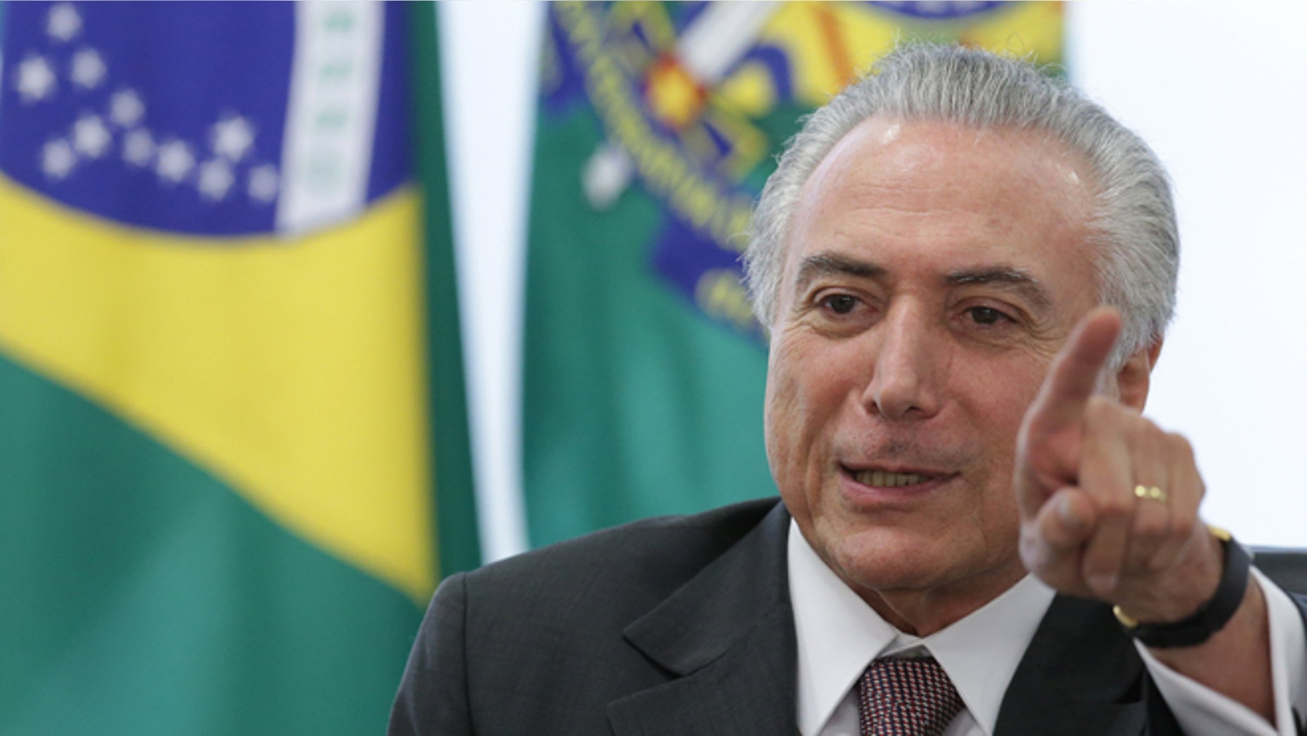 Brazil's acting President Michel Temer at the Planalto Presidential Palace on Monday, May 16, 2016.