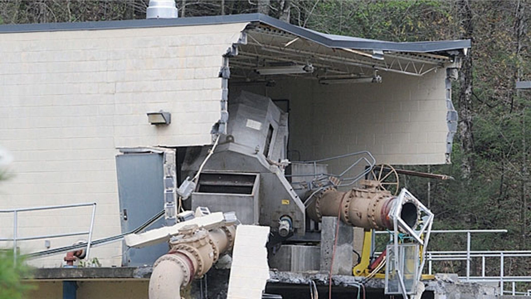 April 5: Damage caused by the collapse of a basin wall holding untreated sewage is seen in Gatlinburg, Tennessee