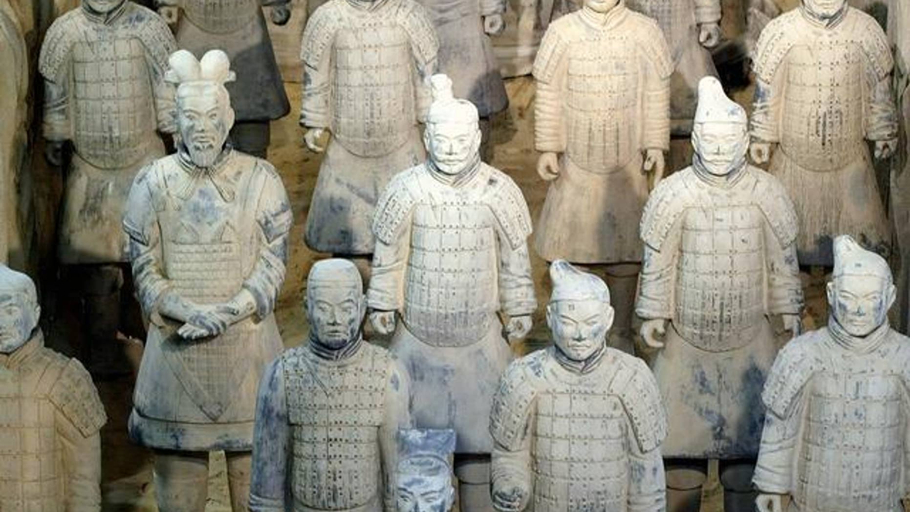Oct. 16, 2004: Copies of Chinese terracotta soldiers, at exhibition in Berlin, Germany.