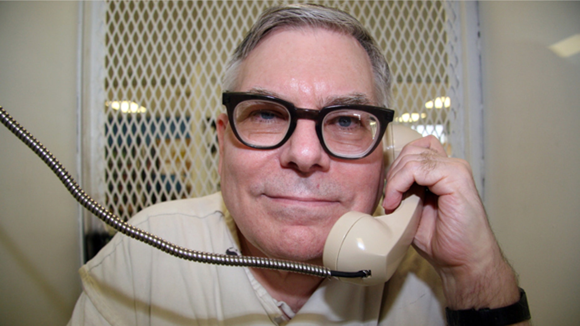 May 20, 2015: Texas death row inmate Lester Bower is photographed during an interview from a visiting cage at the Texas Department of Criminal Justice Polunsky Unit near Livingston, Texas. (AP Photo/Michael Graczyk)